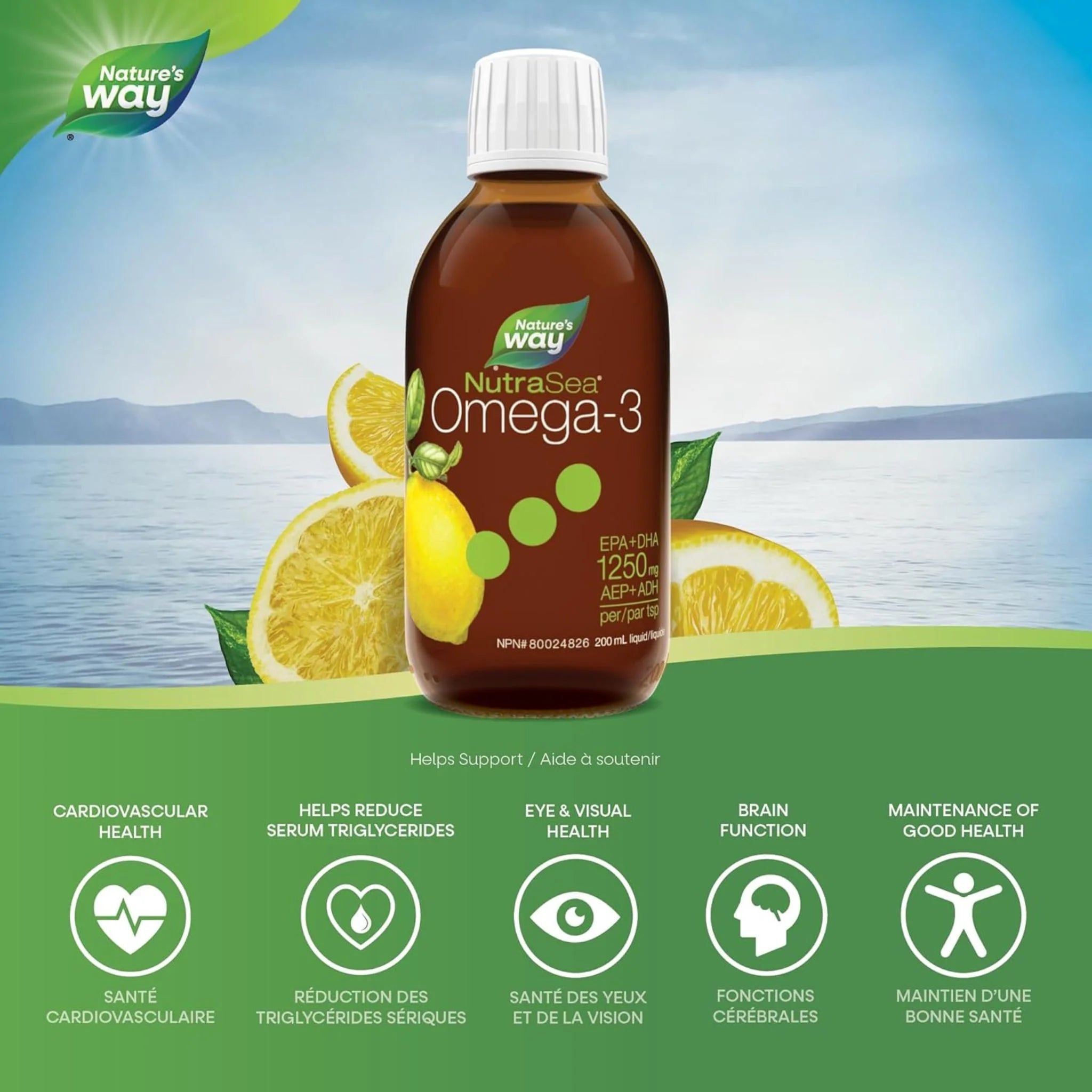 NutraSea HP Omega-3 Zesty Lemon, 200ml