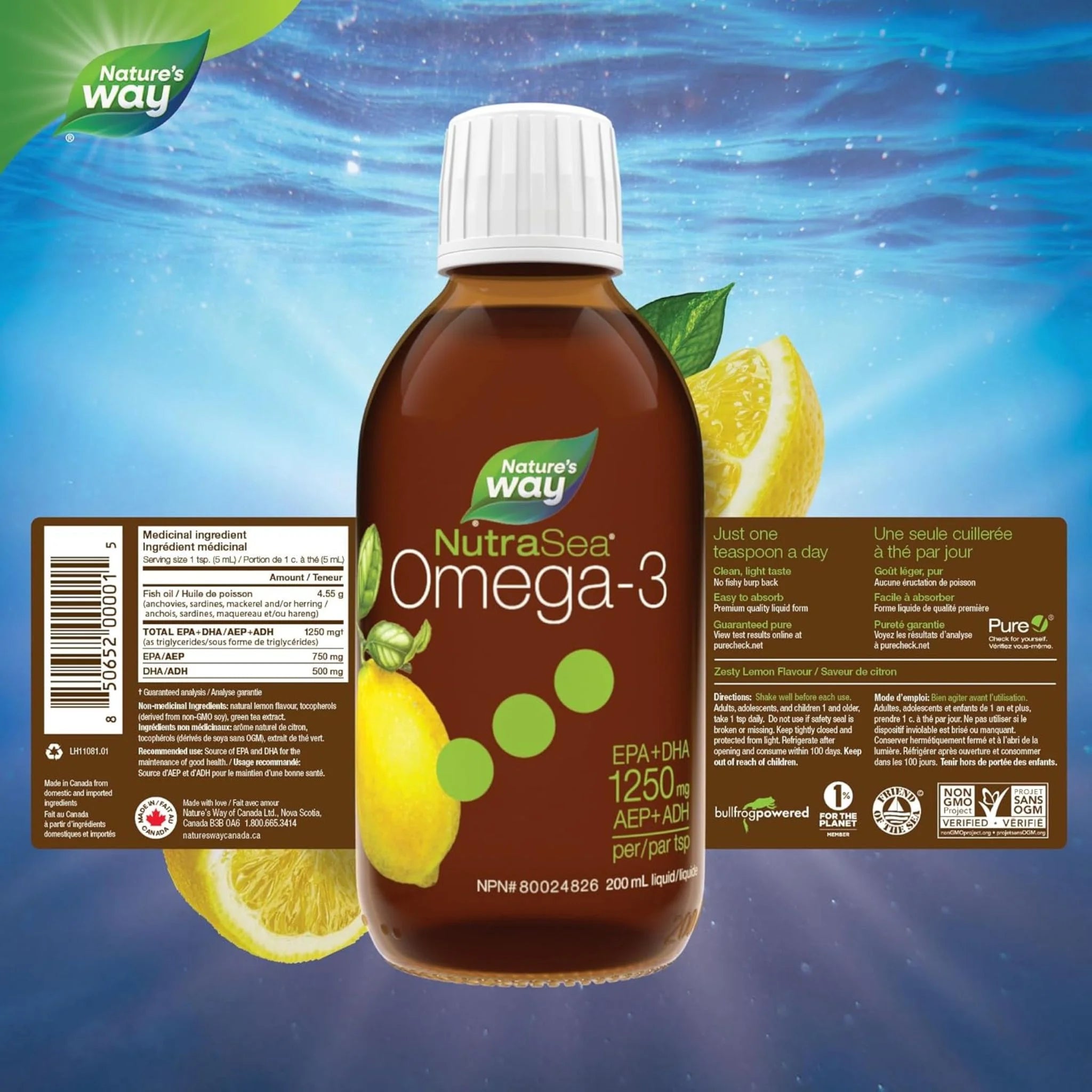 NutraSea HP Omega-3 Zesty Lemon, 200ml
