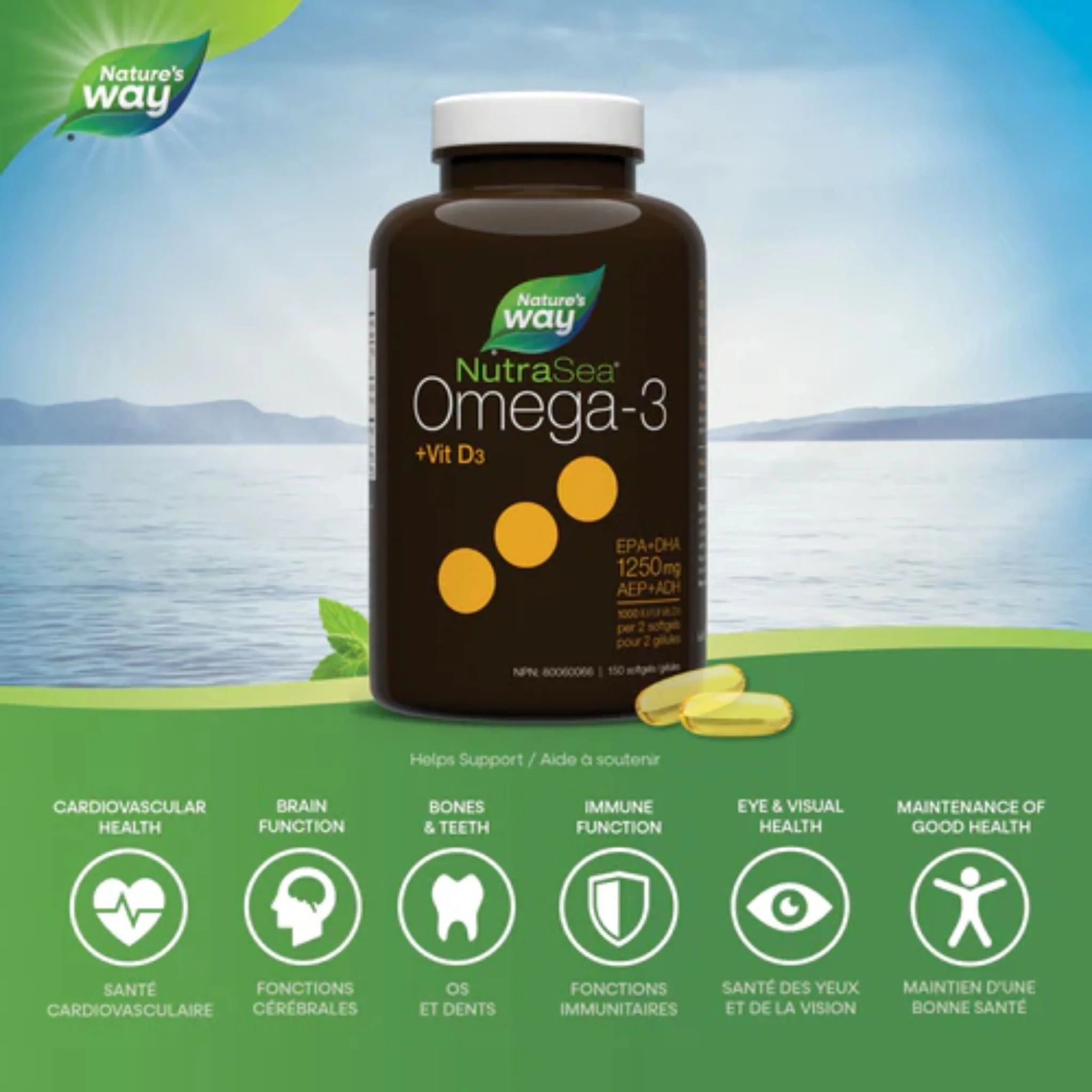 NutraSea+D Liquid Gels Mint 150lg