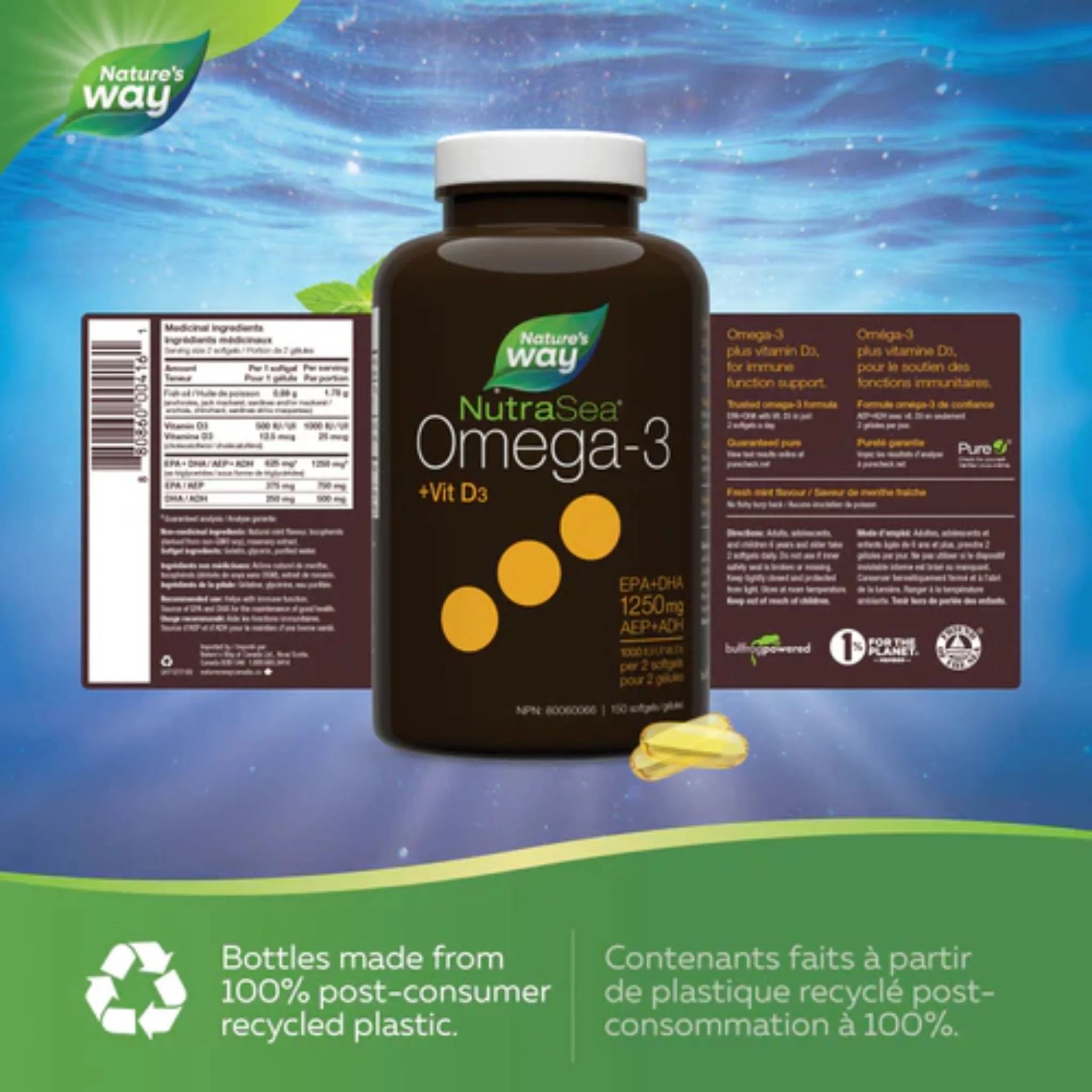 NutraSea+D Liquid Gels Mint 150lg