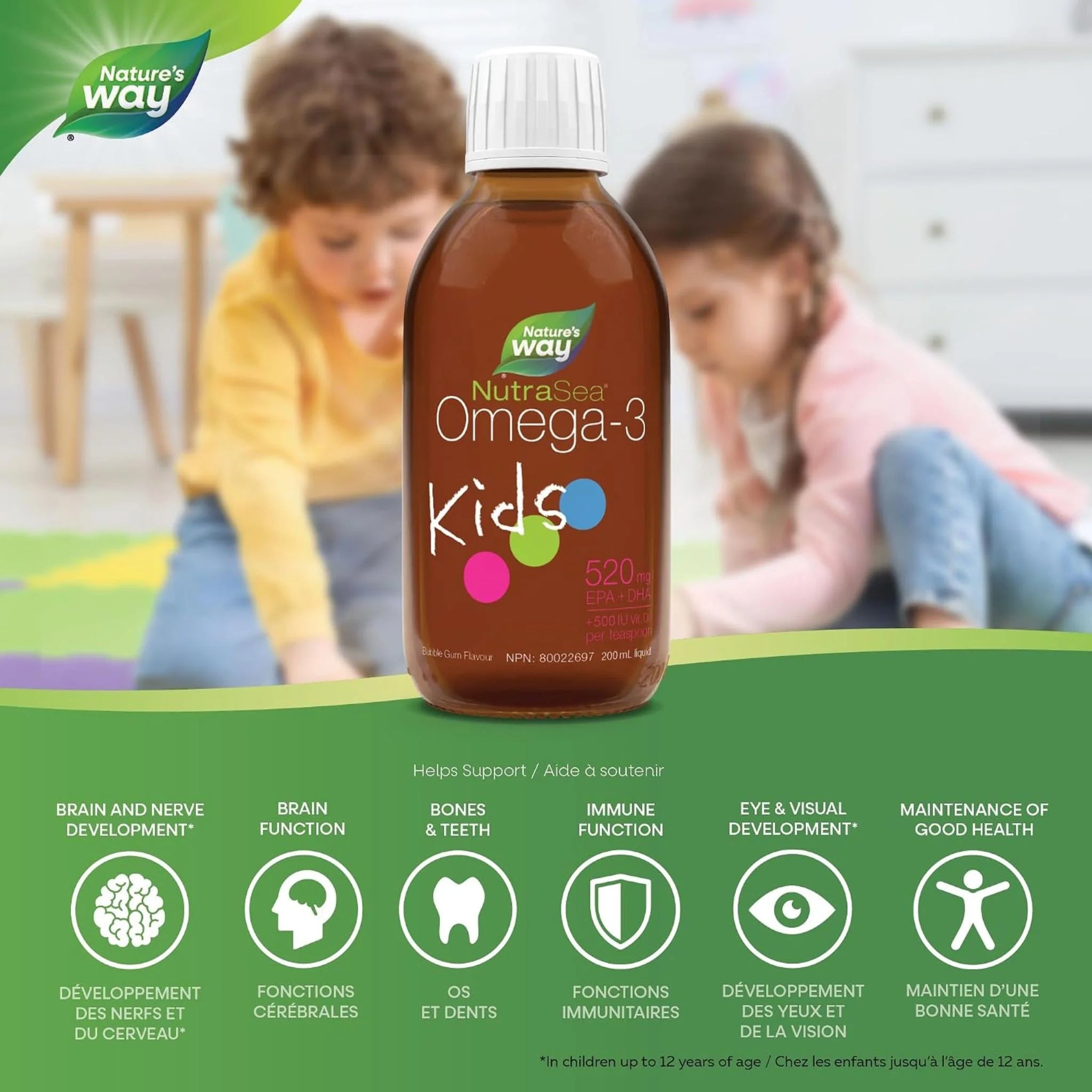 NutraSea Kids Omega-3, Bubblegum, 200ml