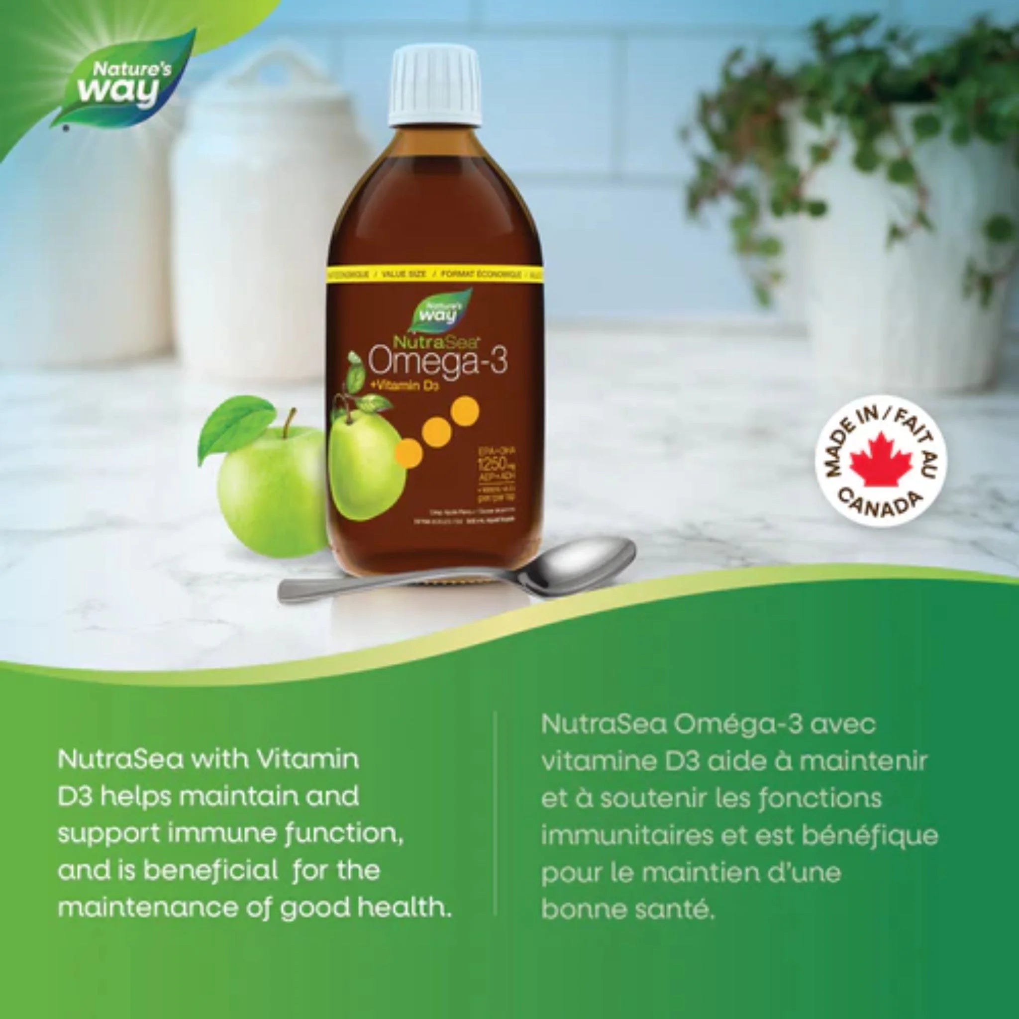 NutraSea +D Omega-3 Crisp Apple, 500ml