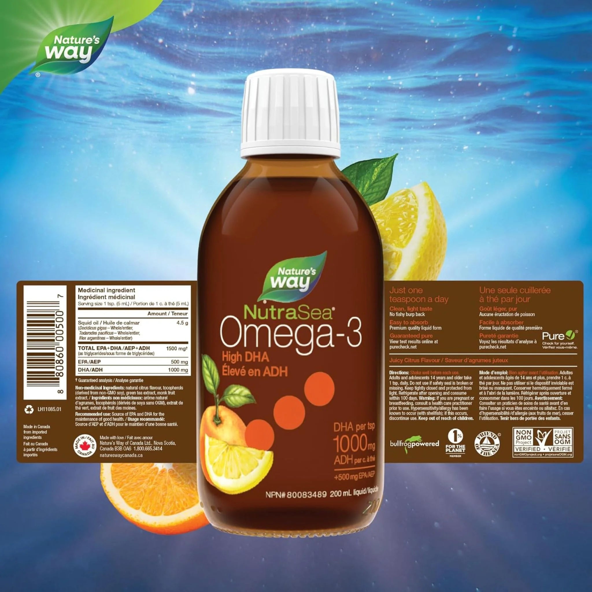 NutraSea High DHA Omega - 3 Juicy Citrus 200ml - Nature's Source Inc