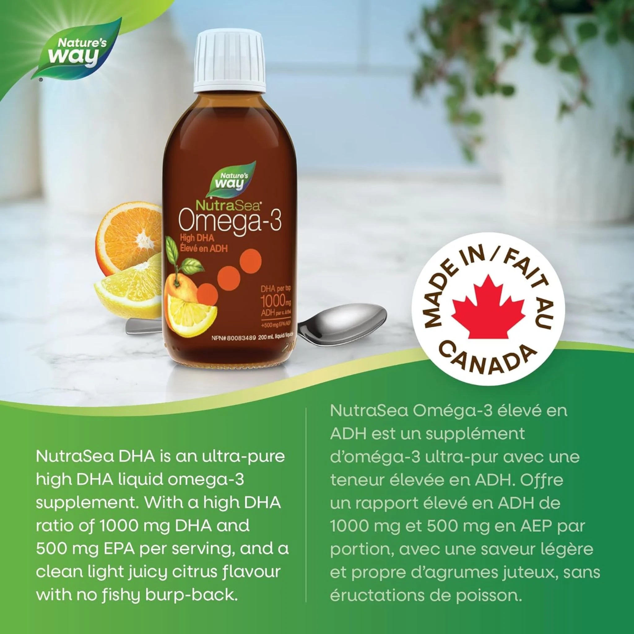 NutraSea High DHA Omega - 3 Juicy Citrus 200ml - Nature's Source Inc