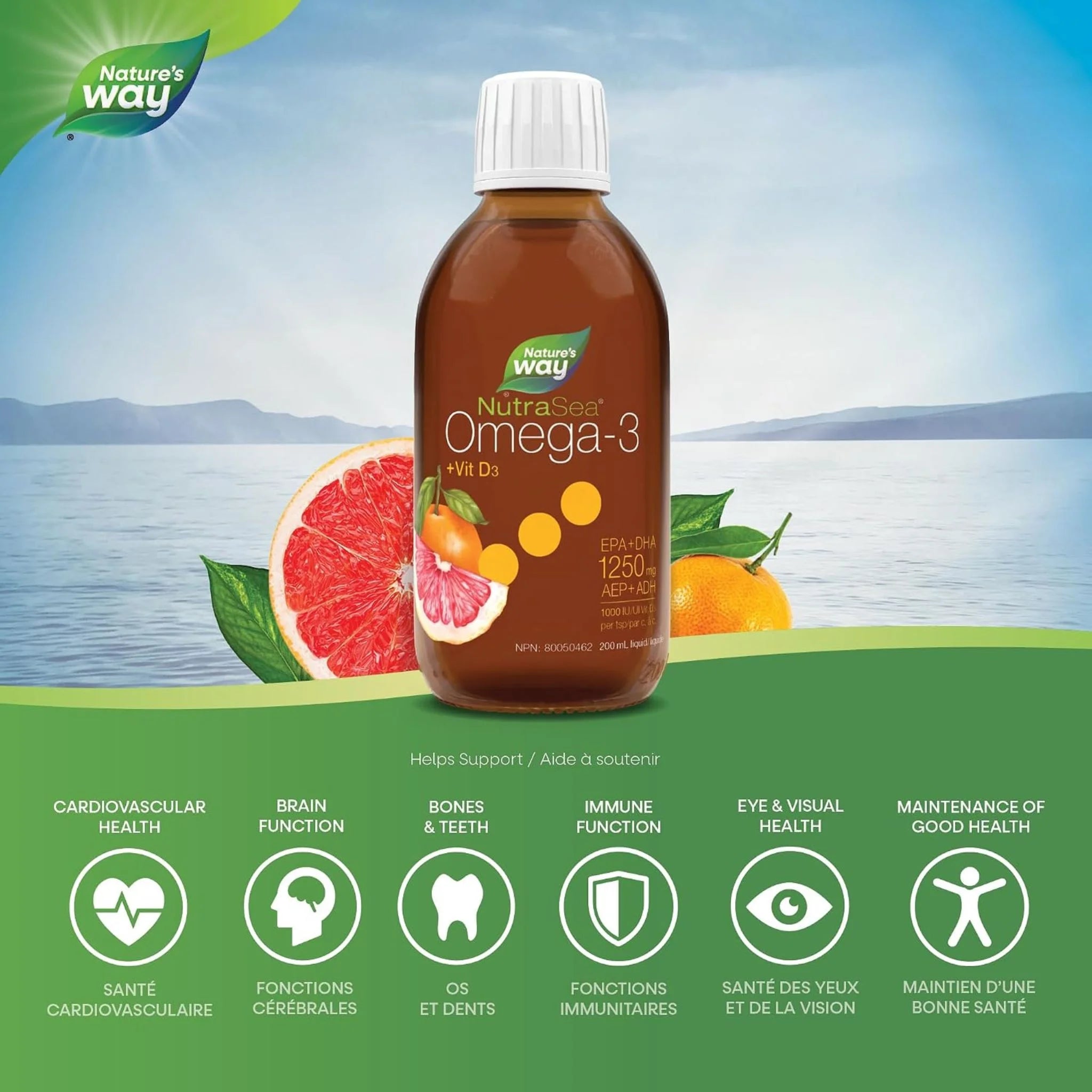 NutraSea+D Grapefruit Tangerine, 200ml