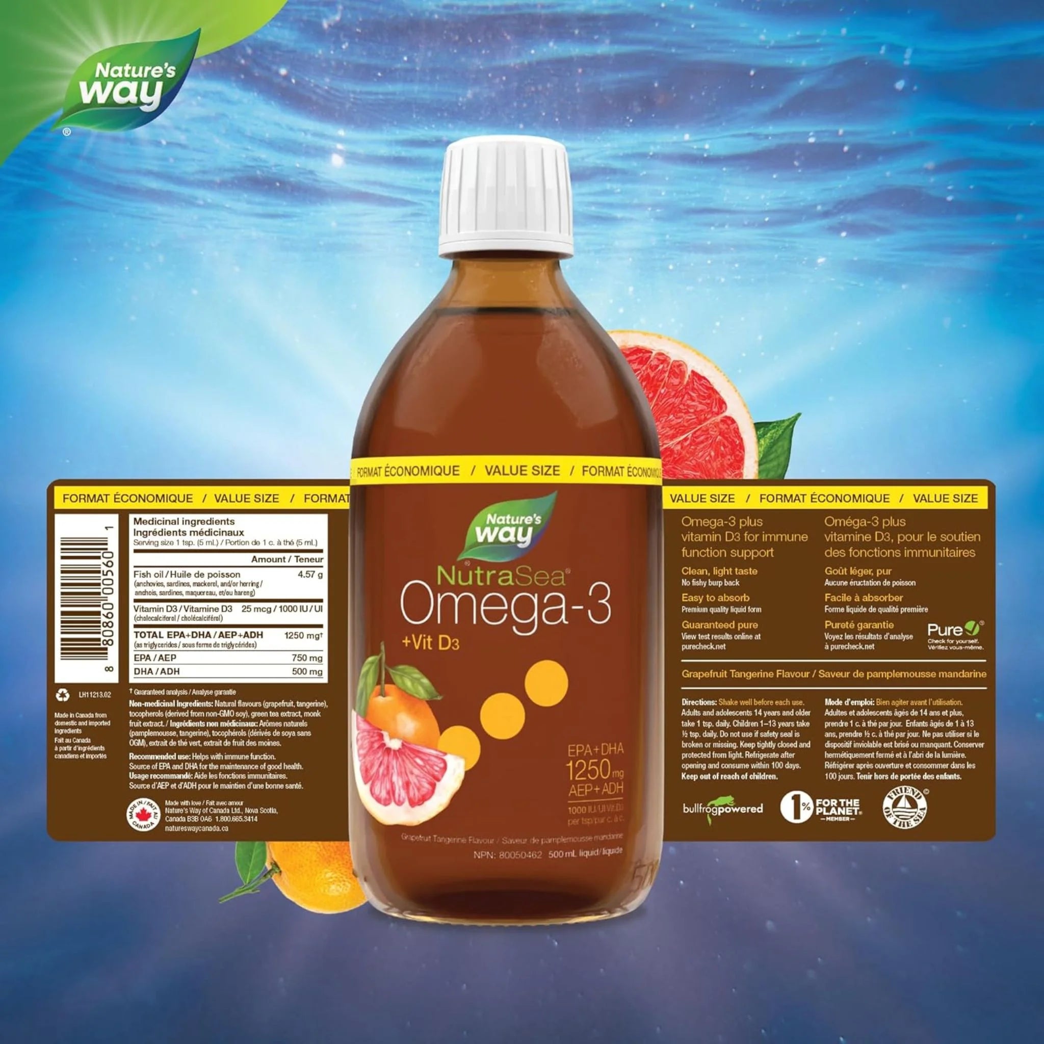NutraSea+D Grapefruit Tangerine 500ml