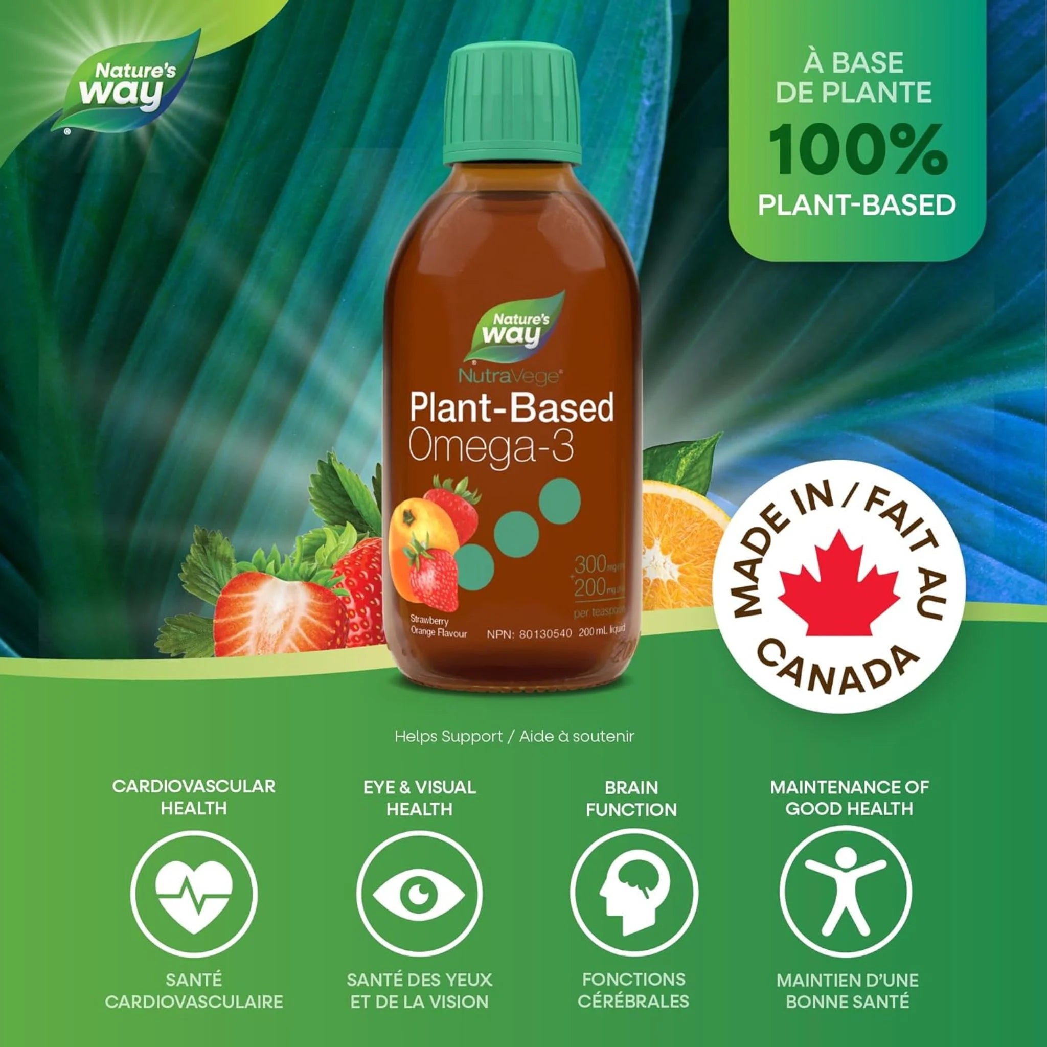 NutraVege Plant Based Omega 3 (Strawberry Orange) - 200ml