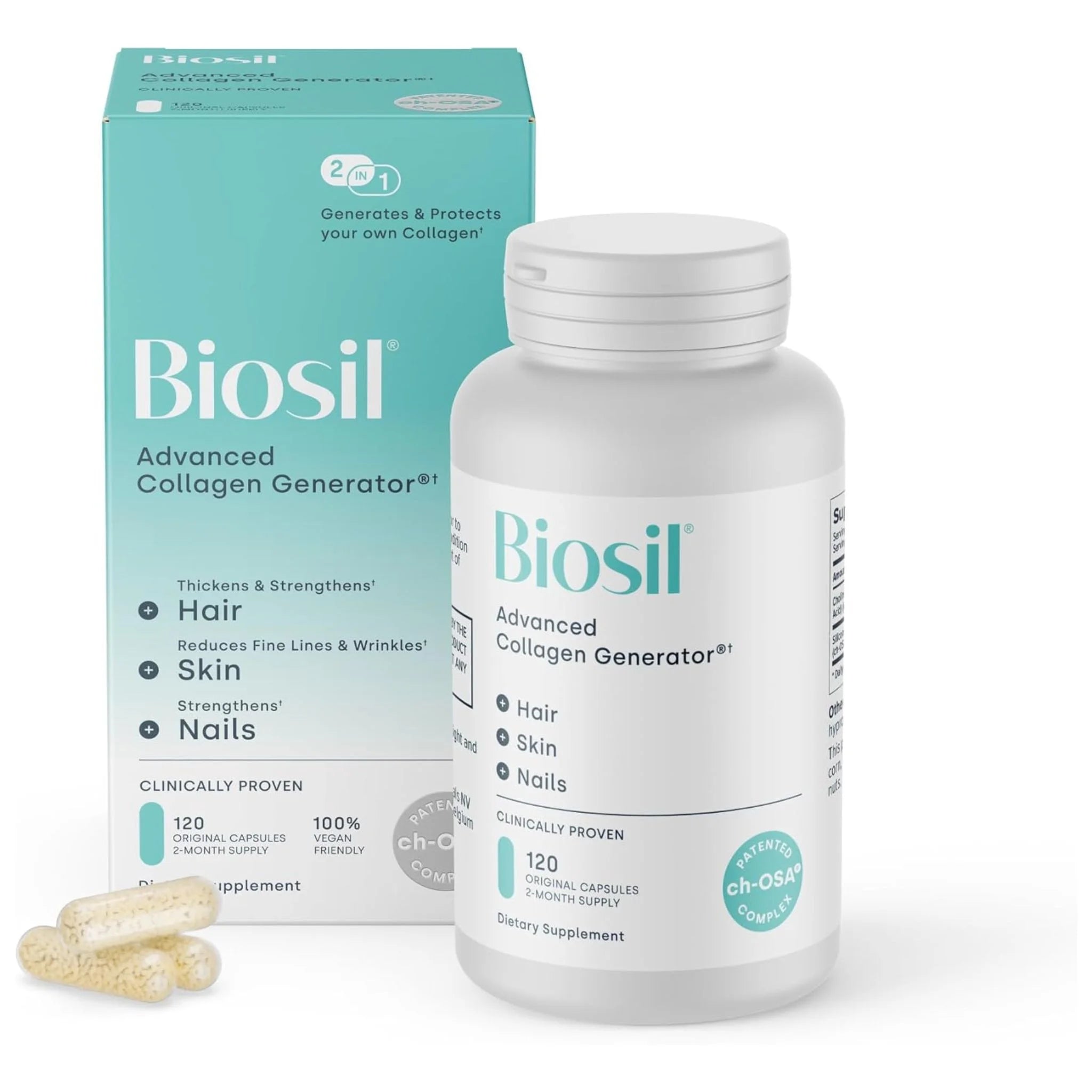 Biosil Hair Skin Nails 120 Veg - Caps - Nature's Source Inc