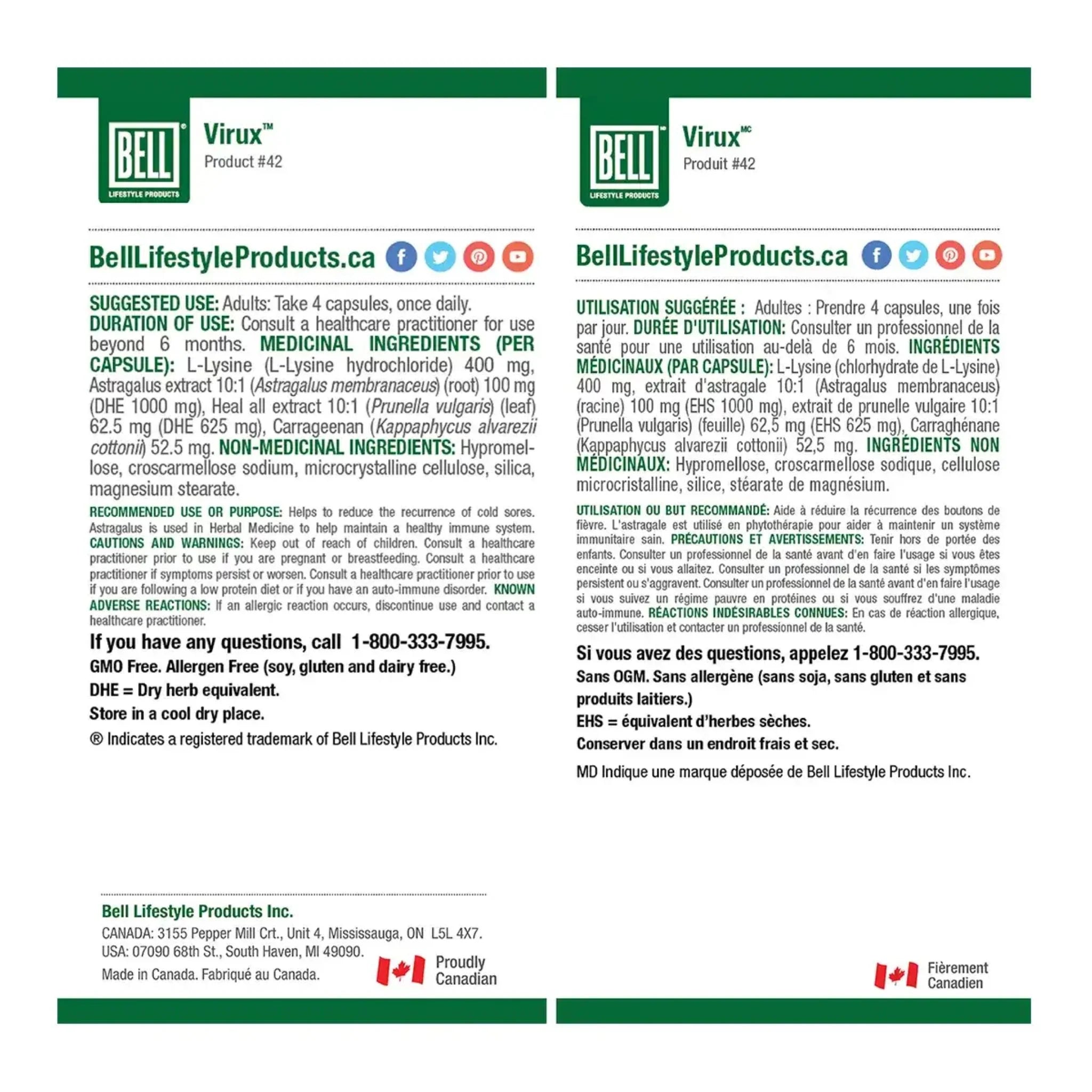 Bell Lifestyles Virux Viral Infections 60c