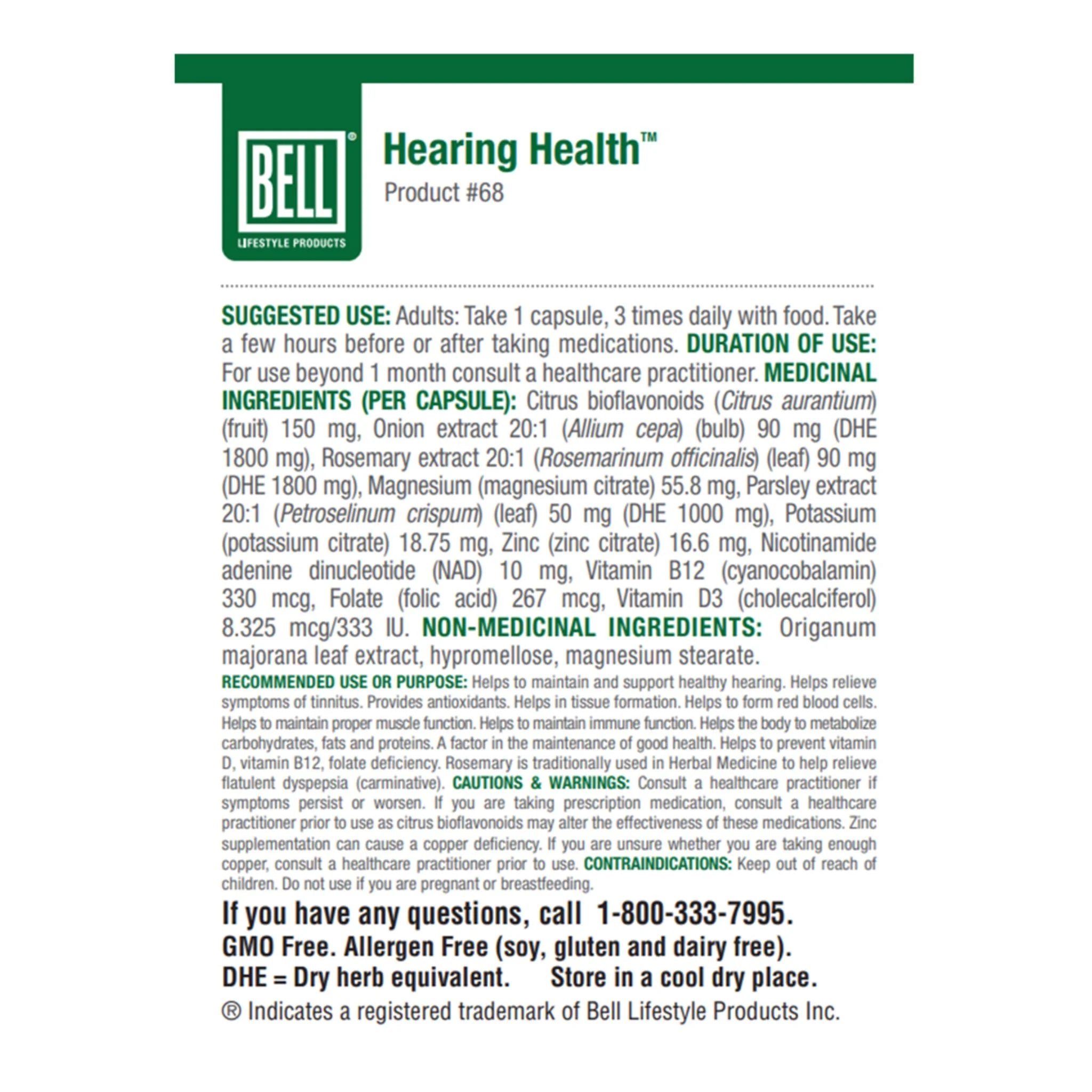 Bell Lifestyles Hearing Loss Relief 60vc