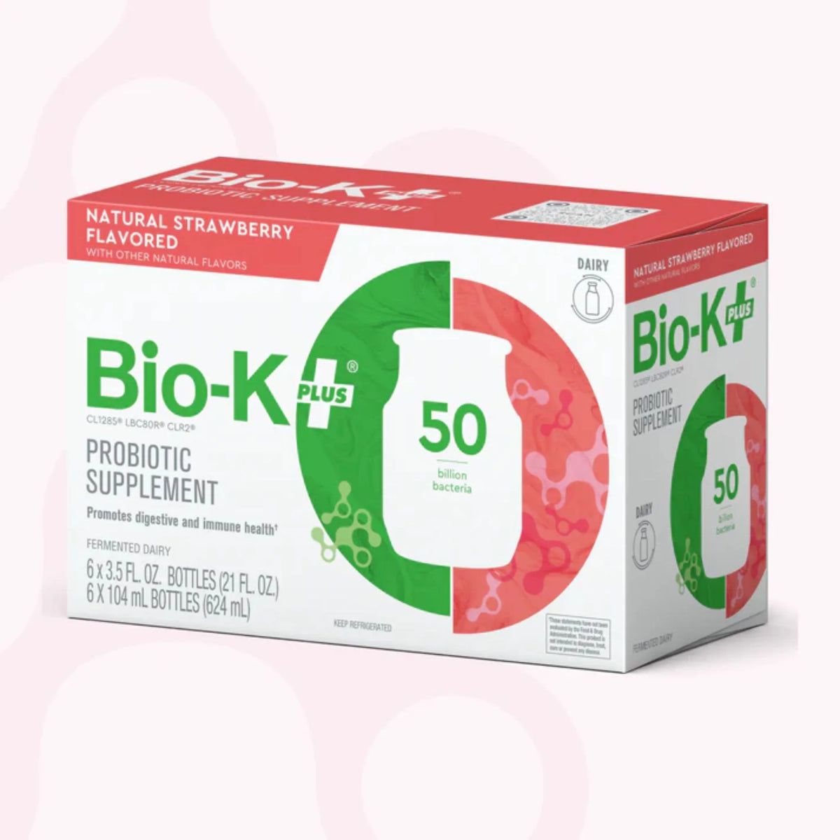 Bio-K+ Probiotic Fermented Milk 50 Billion Strawberry 6 Pack