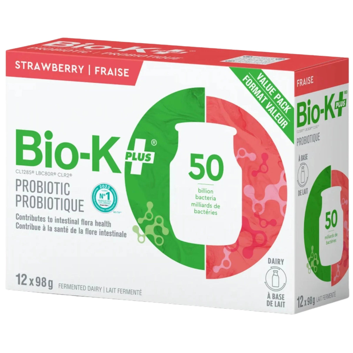 Bio-K+ Probiotic Fermented Milk Strawberry 12 pack