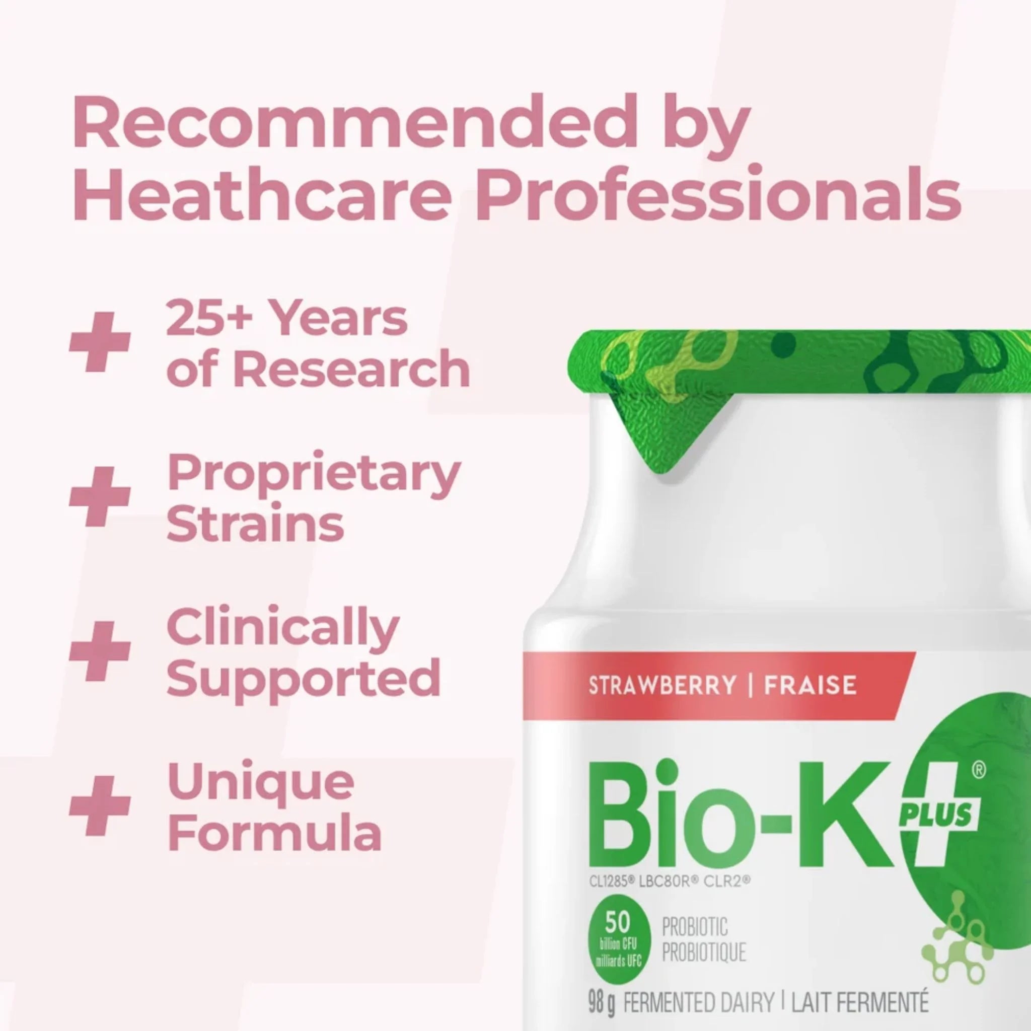 Bio-K+ Probiotic Fermented Milk Strawberry 12 pack
