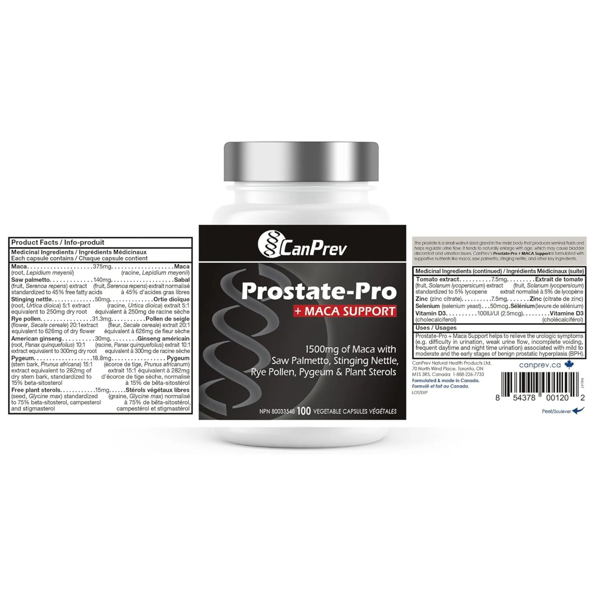 CanPrev ProstatePro + Maca Support - 100 Veg Capsules