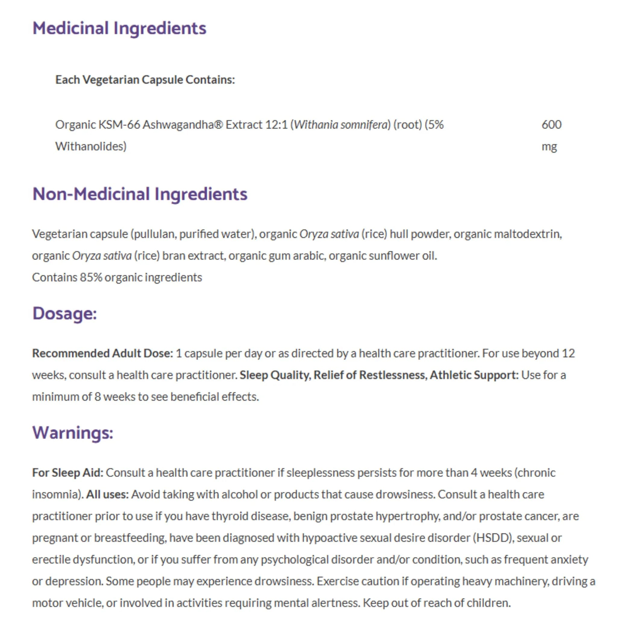 Bioclinic Naturals Ashwagandha 600mg 60 Vegetarian Capsules - Nature's Source Inc