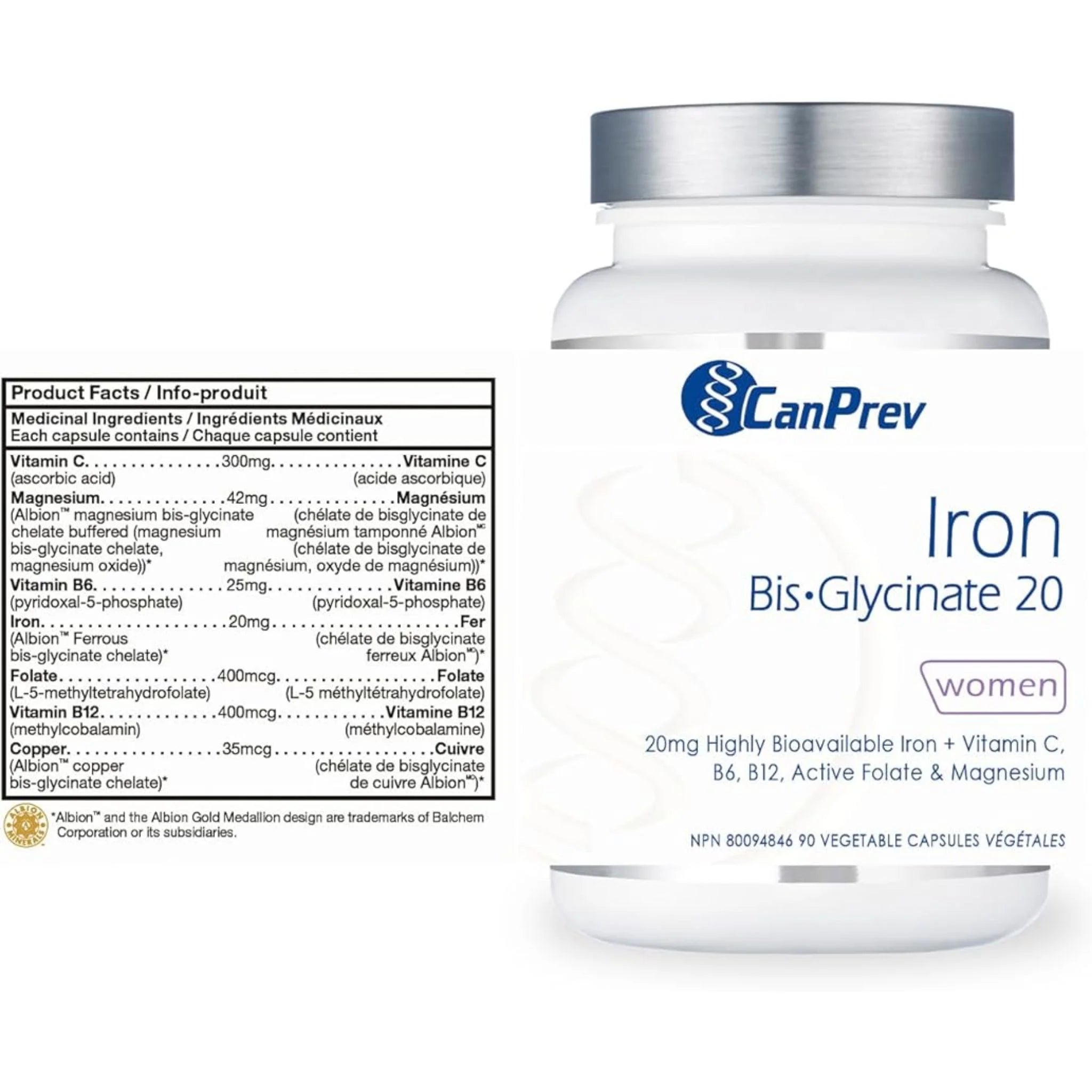 CanPrev Iron Bis-Glycinate 90vcaps