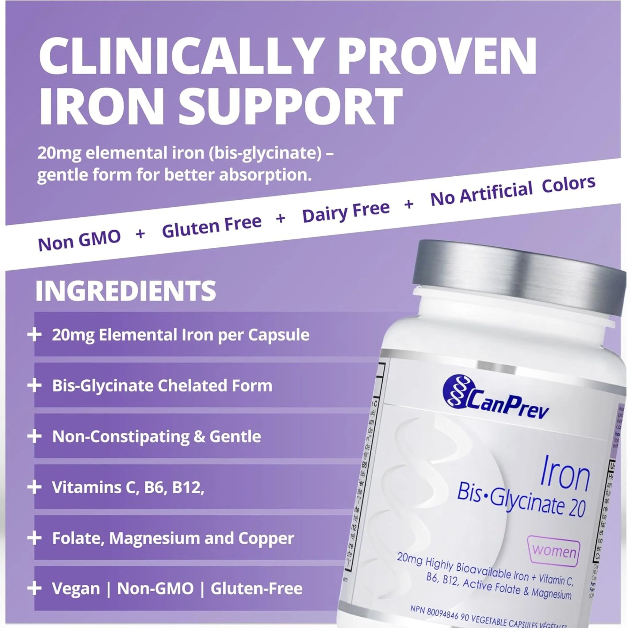 CanPrev Iron Bis-Glycinate 90vcaps