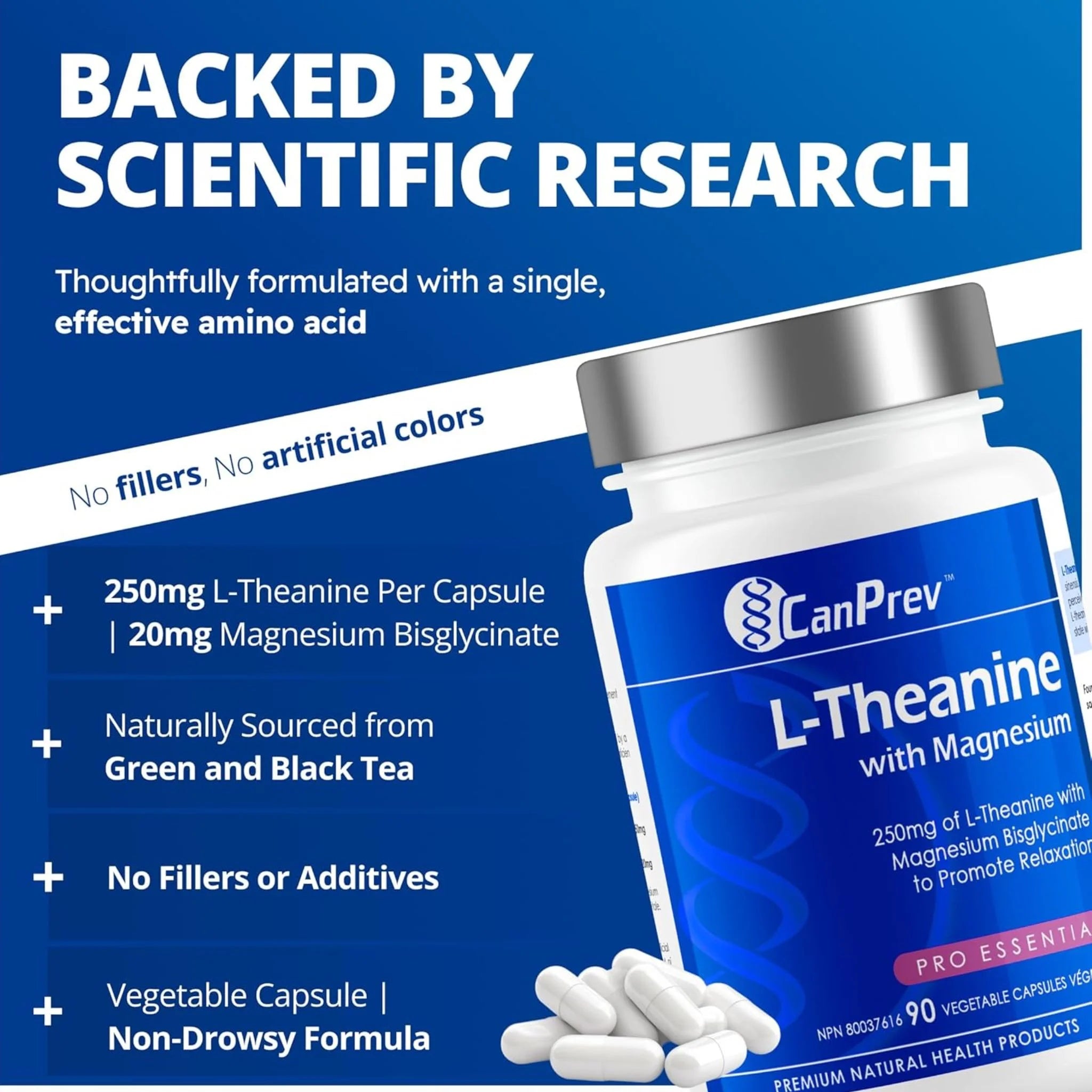 CanPrev L - Theanine With Magnesium 90 Vegan Capsules - Nature's Source Inc