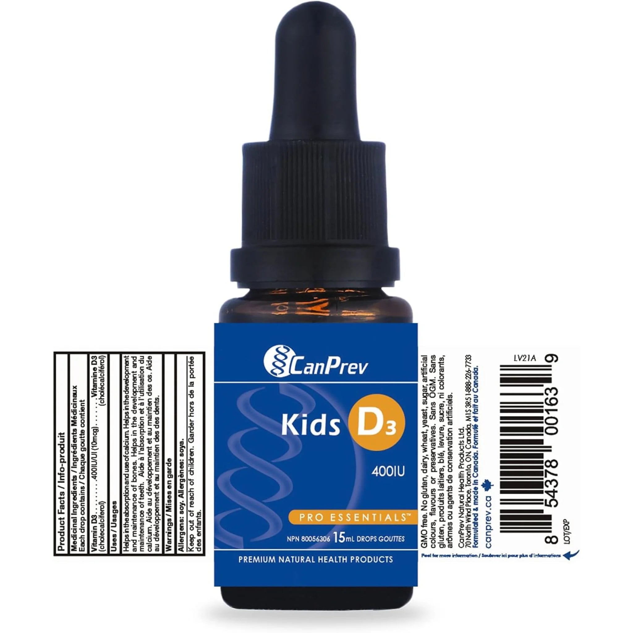 CanPrev D3 Drops Kids 400IU MCT Oil Base, 15ml