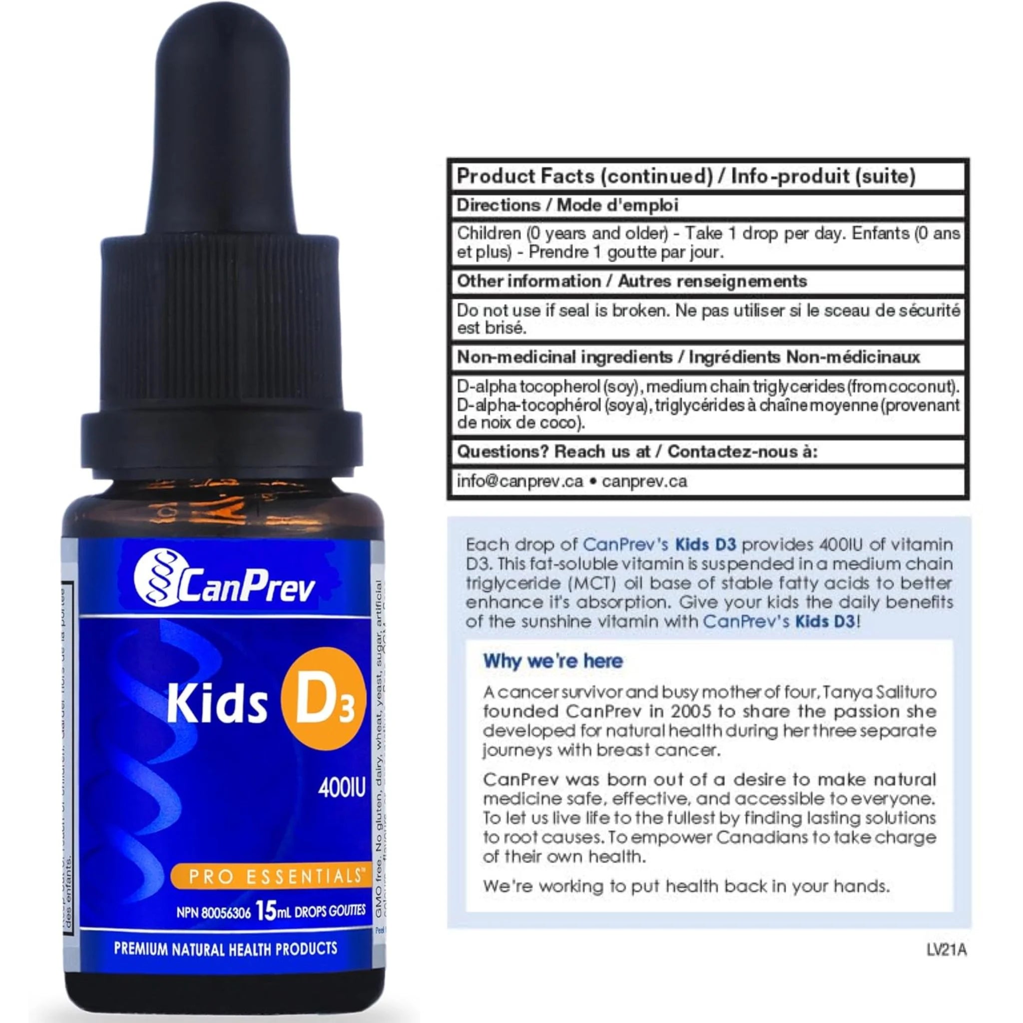 CanPrev D3 Drops Kids 400IU MCT Oil Base, 15ml