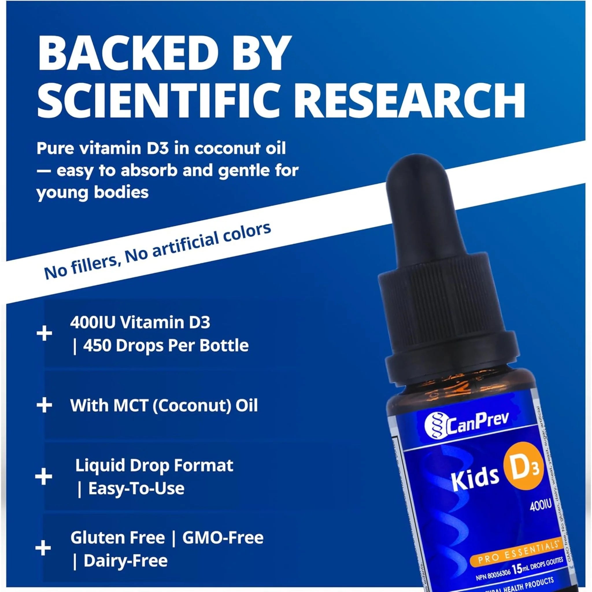 CanPrev D3 Drops Kids 400IU MCT Oil Base, 15ml