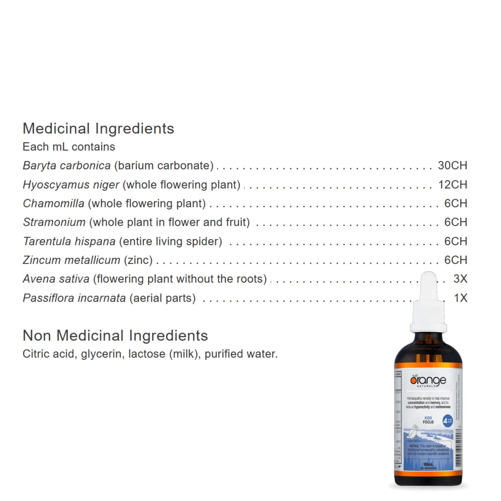 Orange Naturals Focus Kids Homeopathic 100ml