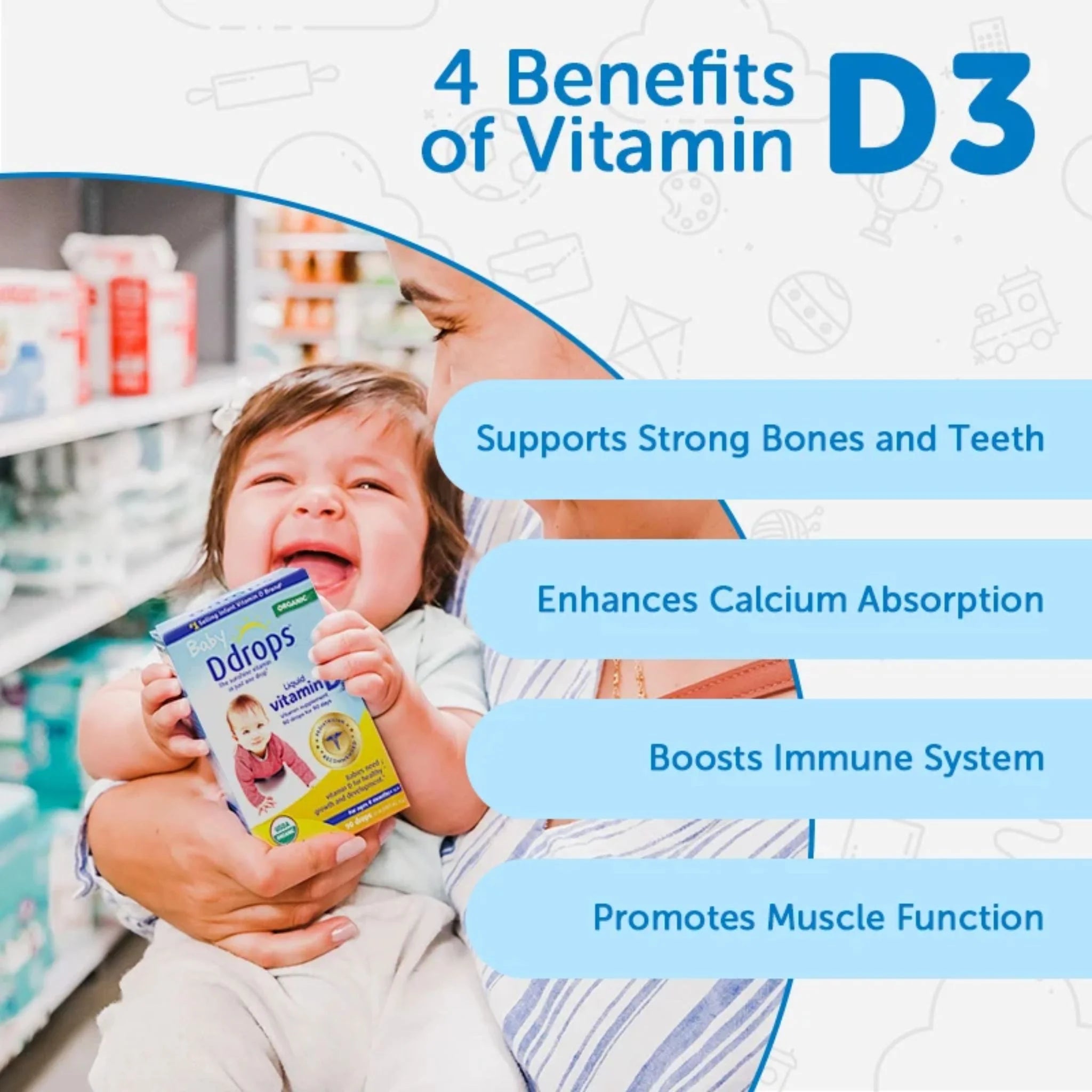 Ddrops Baby Vitamin D (400IU) - 90 drops 2.5 ml