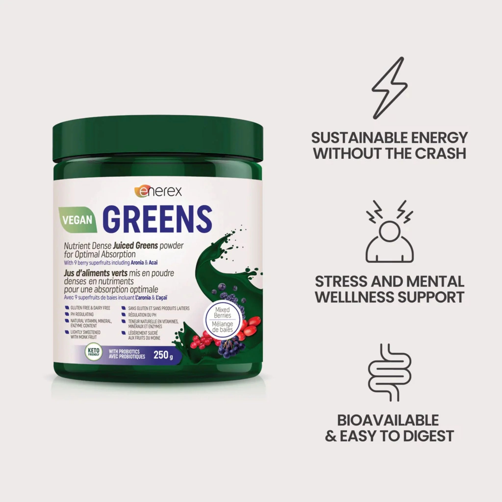 Enerex Greens Gluten Free Mixed Berry 250g