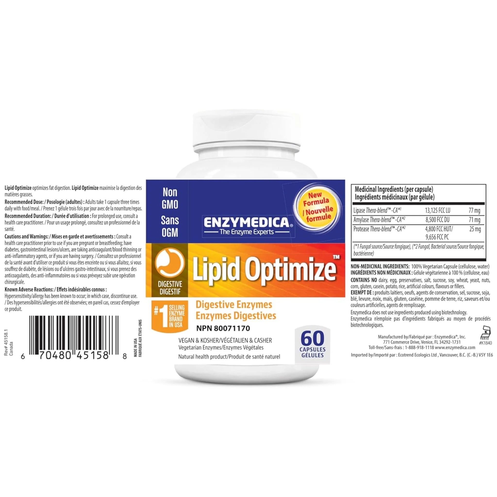 Enzymedica Lipid Optimize 60 Capsules