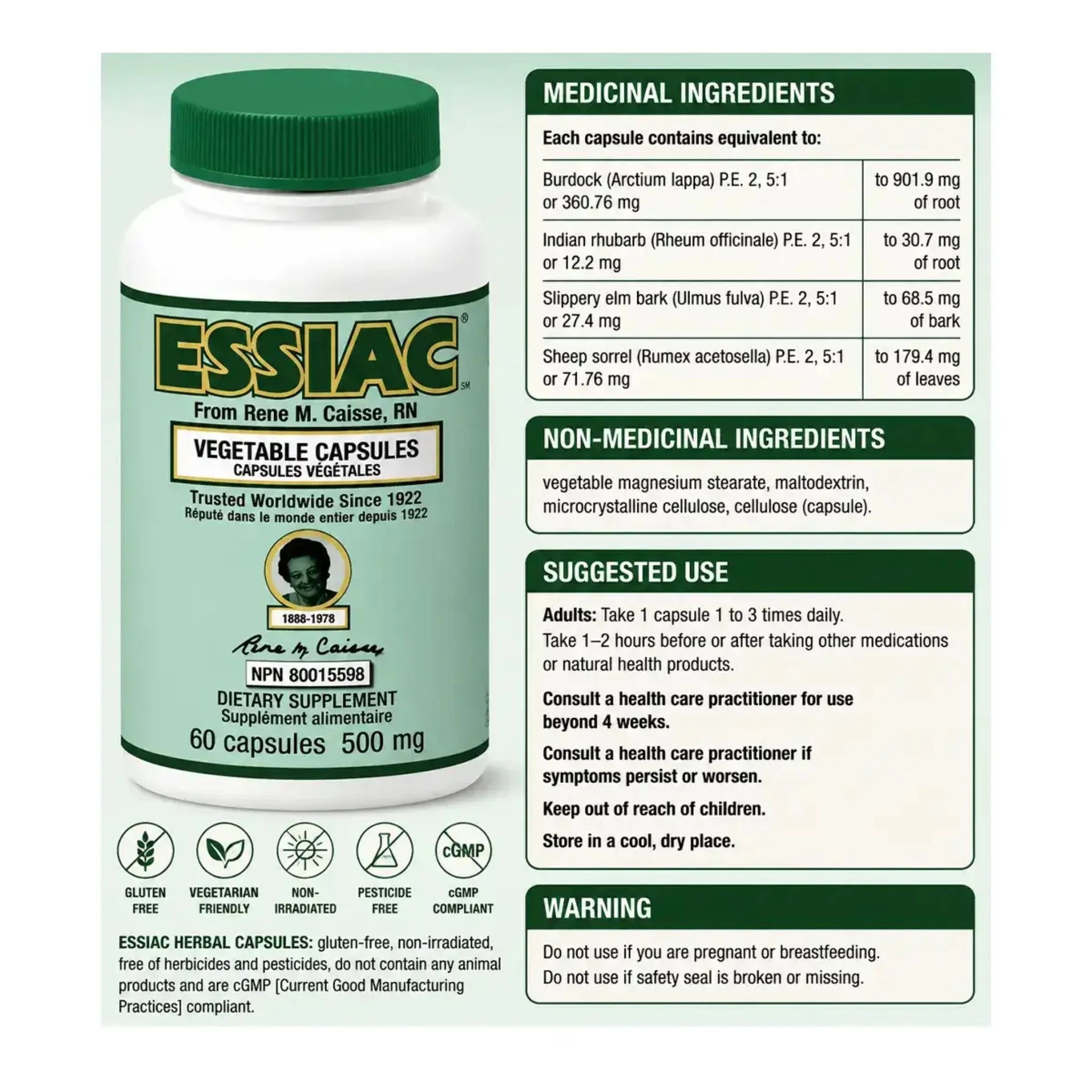 Essiac Traditional Herbal Medicine 60 Capsules