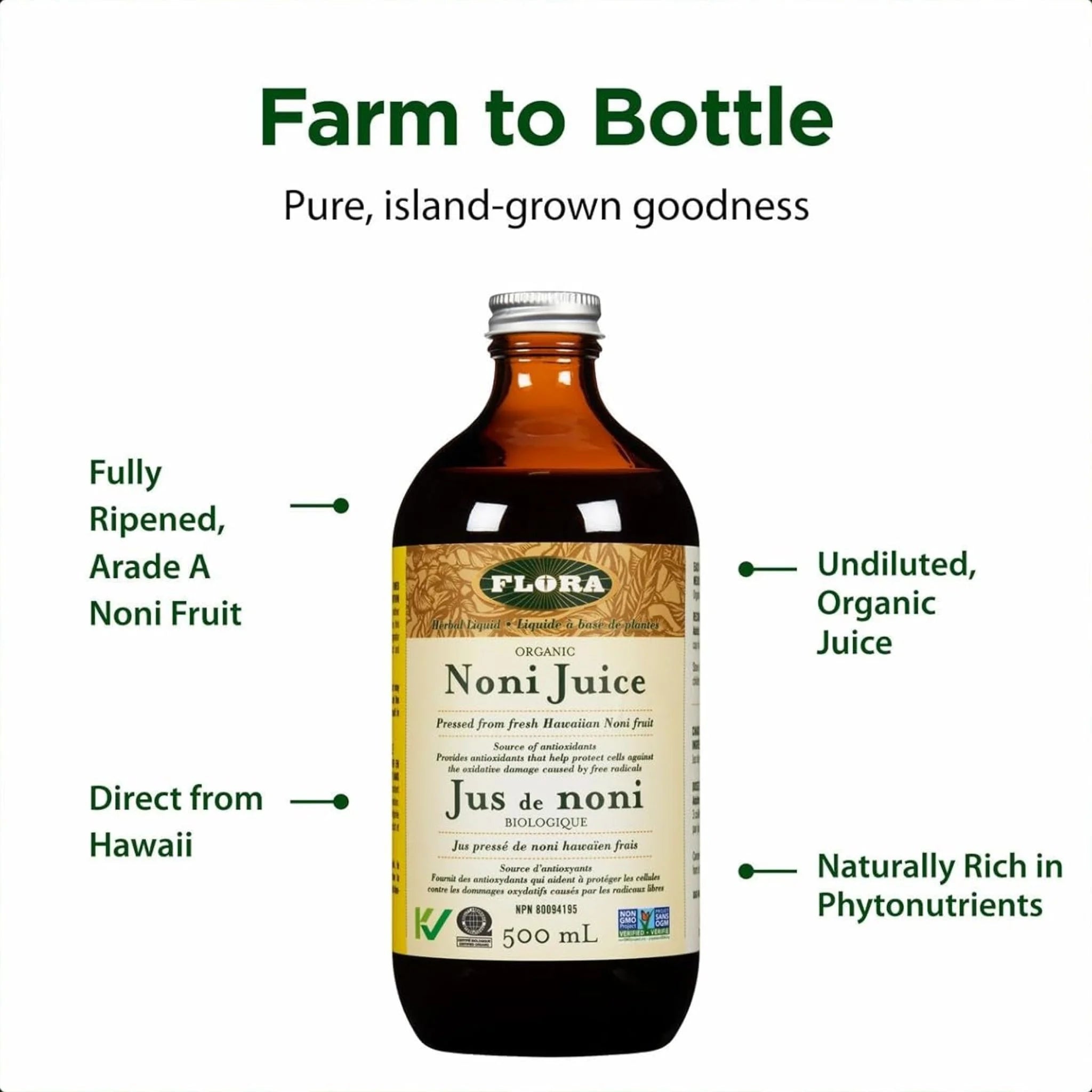 Flora Organic Fresh Hawaiian Noni Juice 500ml