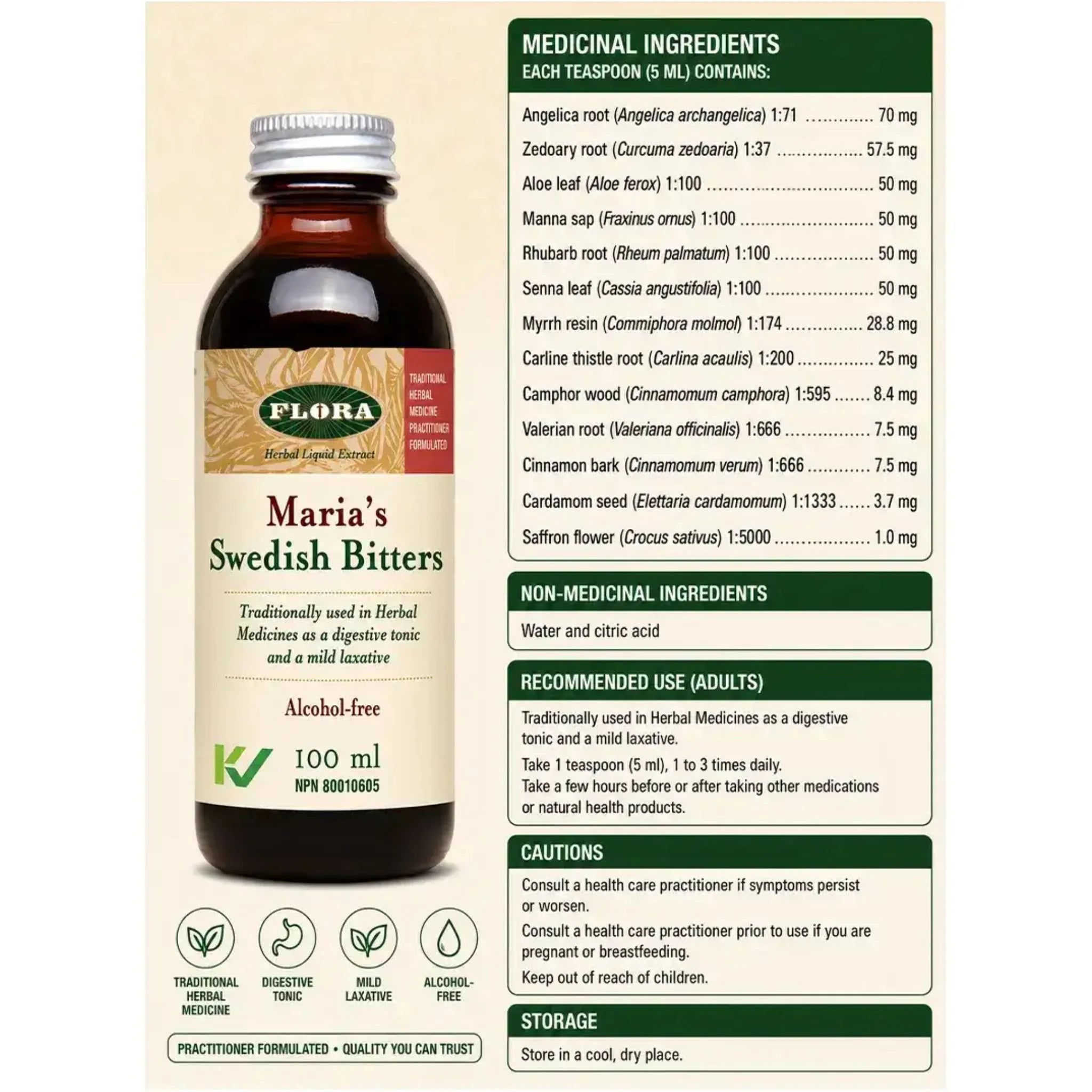 Flora Maria's Swedish Bitters (Alcohol-free) 100ml