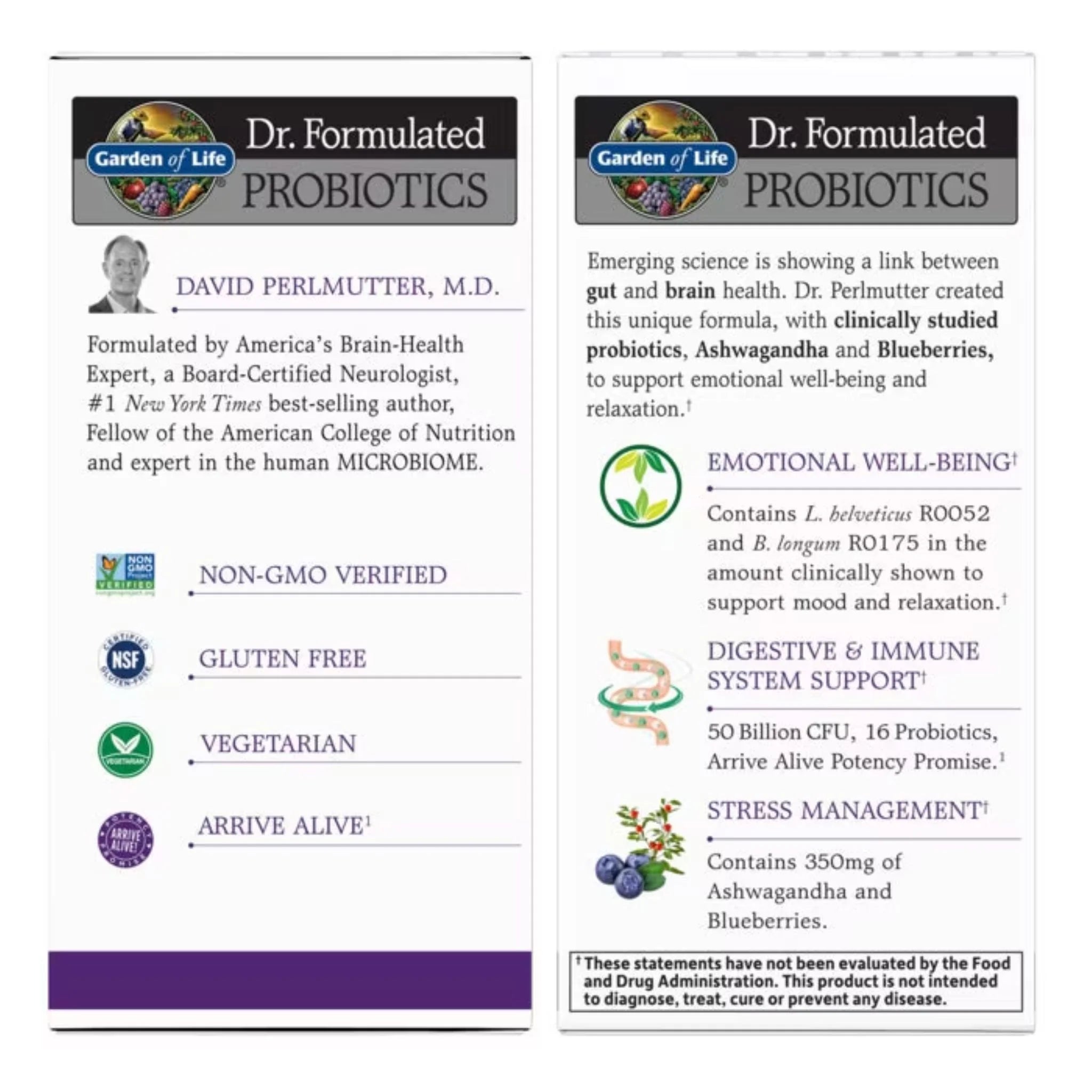 Garden of Life Dr. Formulated Probiotics Mood+ 50 Billion 60 Veg-Caps