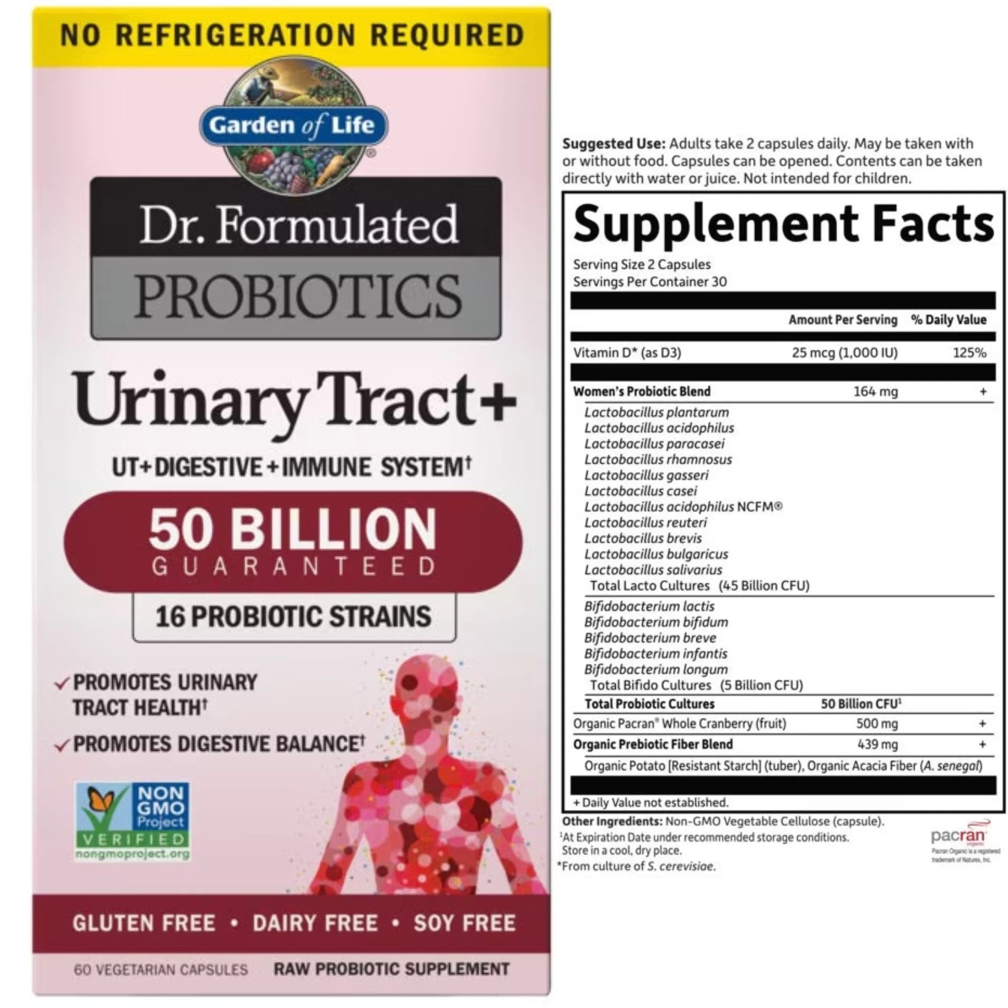 Garden of Life Urinary Tract+ 50 Billion Shelf Stable 60 Veg-Caps