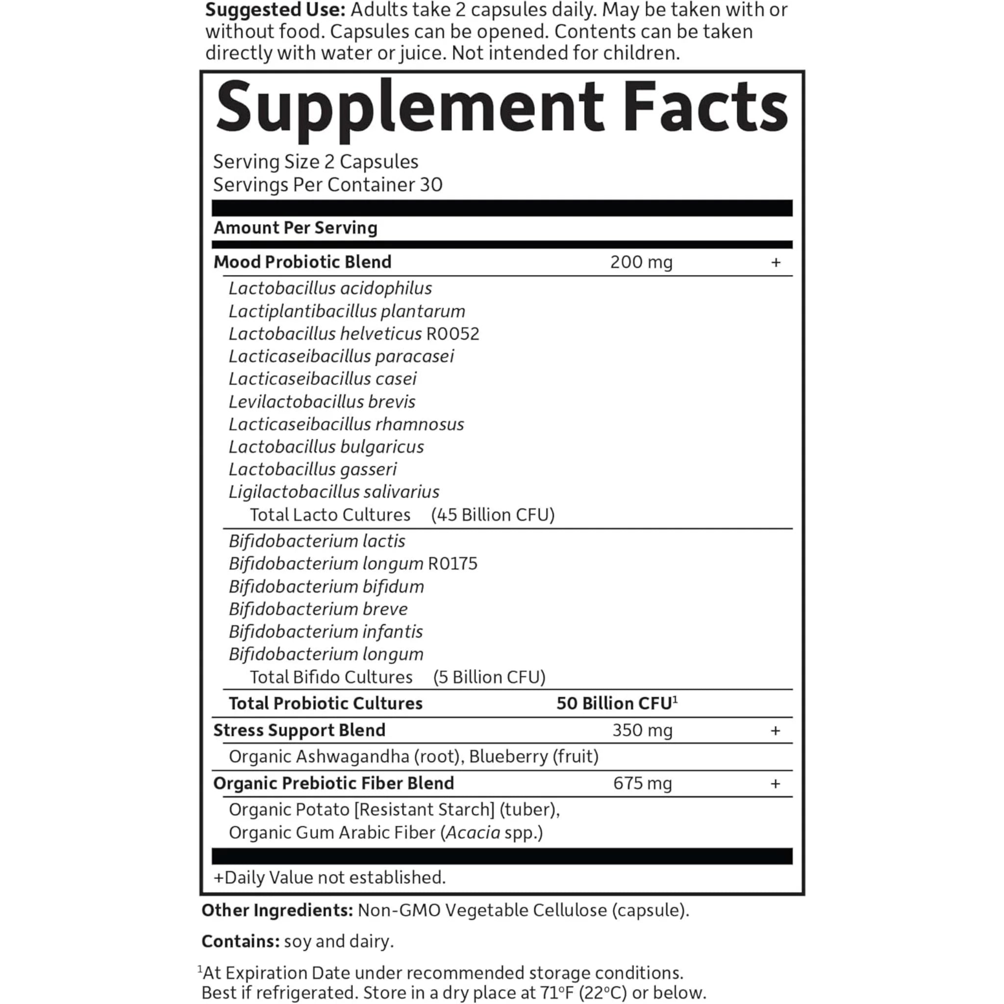 Garden of Life Dr. Formulated Probiotics Mood+ 50 Billion Shelf Stable 60 Veg-Caps