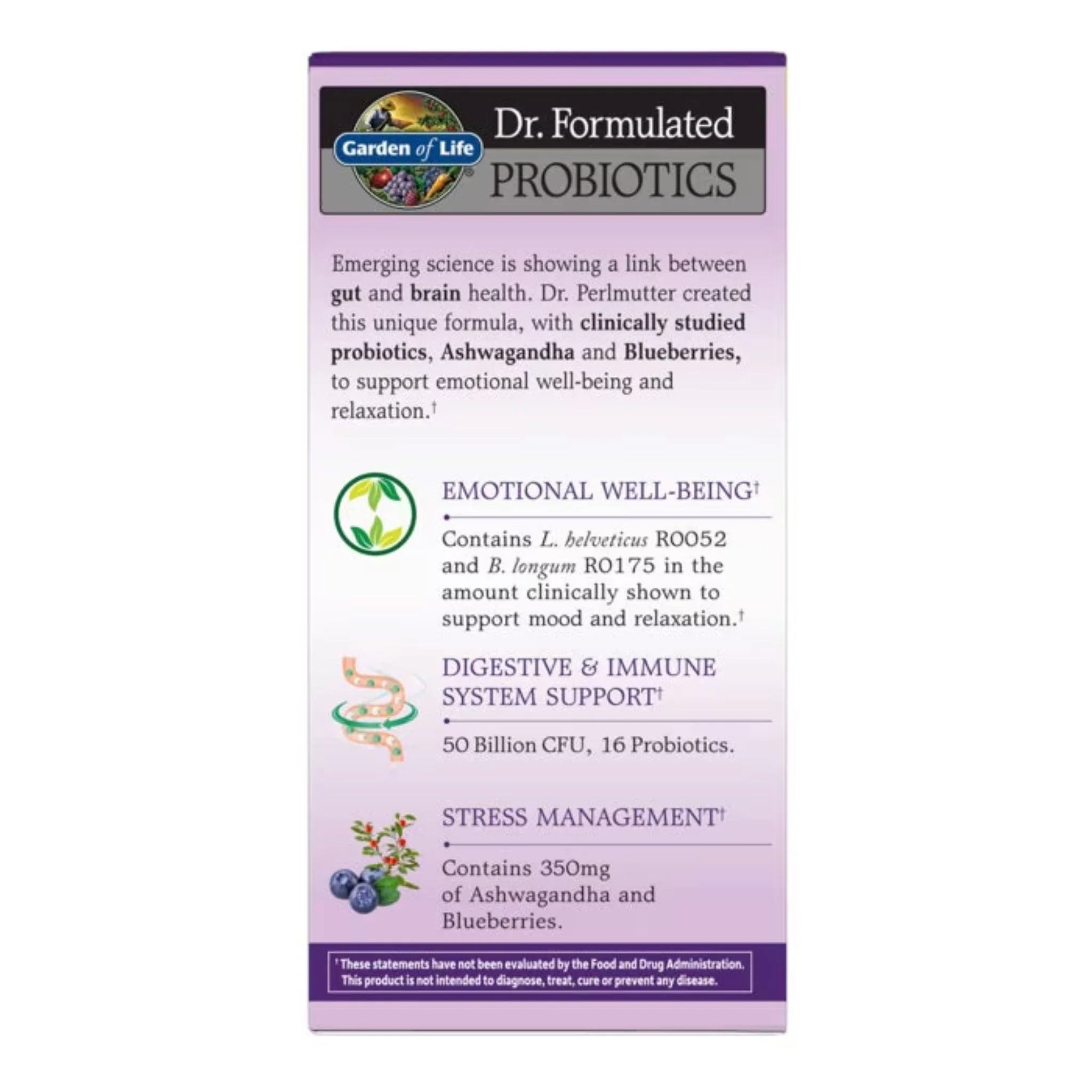 Garden of Life Dr. Formulated Probiotics Mood+ 50 Billion Shelf Stable 60 Veg-Caps