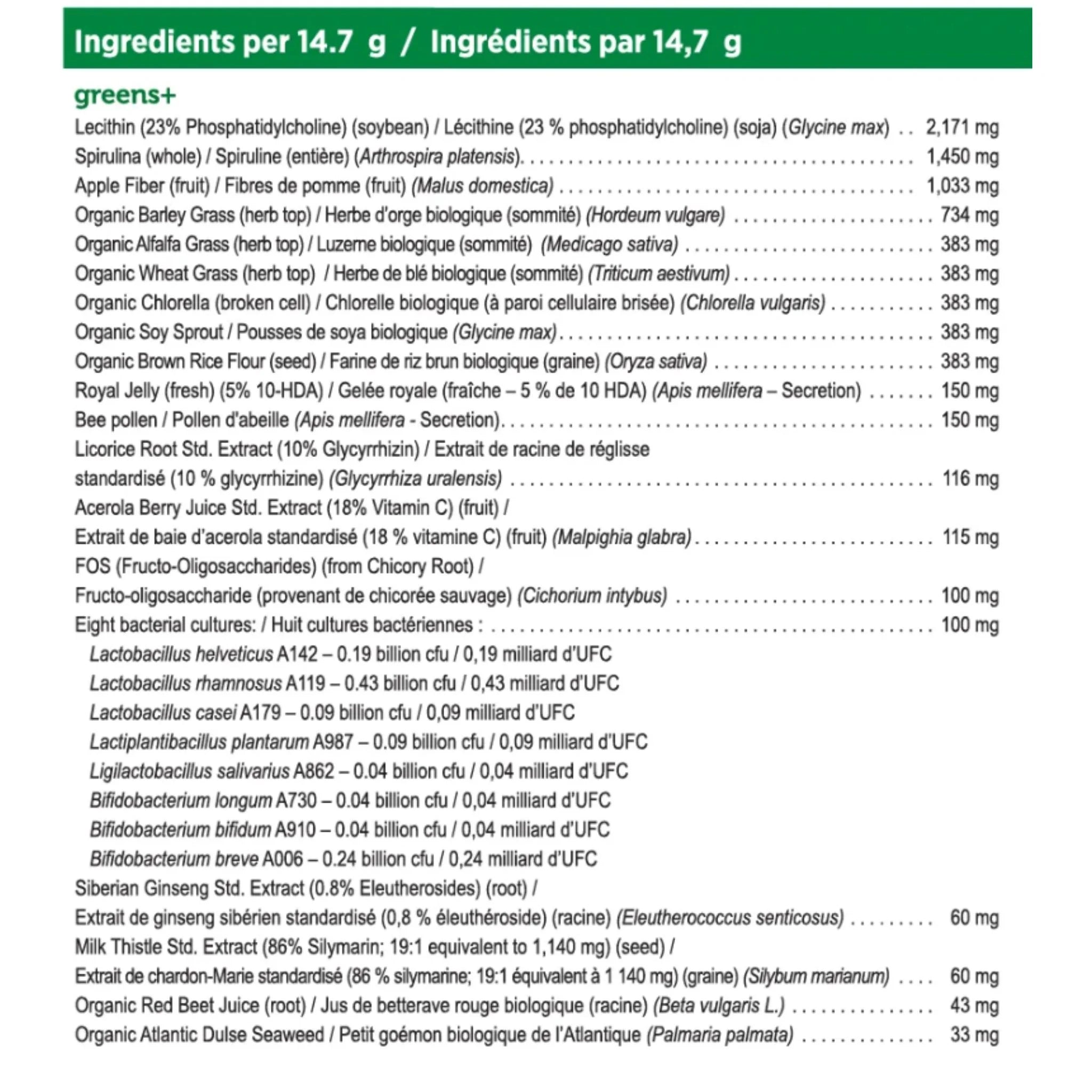 Genuine Health Greens+ ExtraEnergy Cappuccino 441g - Nature's Source Inc