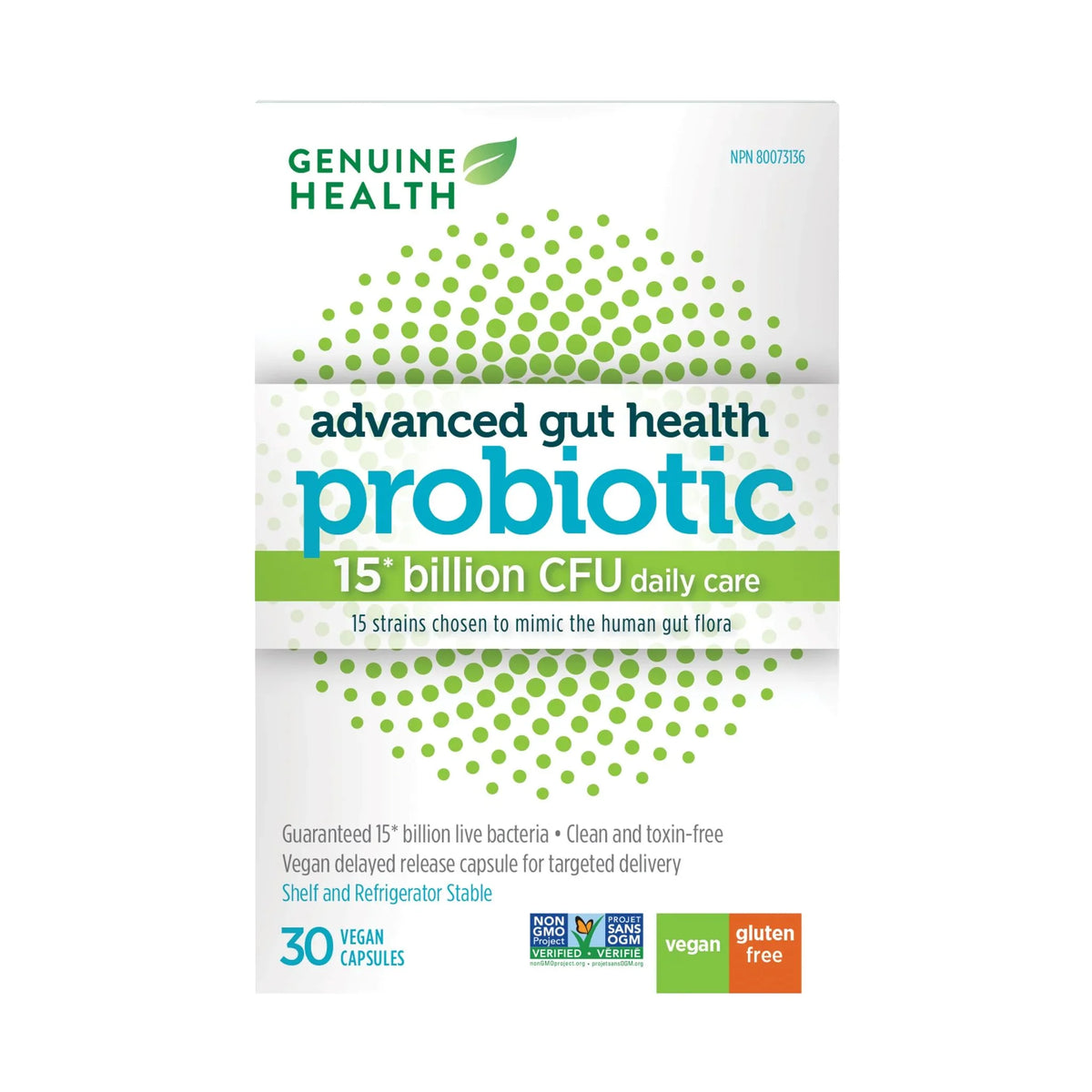 Genuine Health Advanced Gut Probiotics 15 Billion 30vc