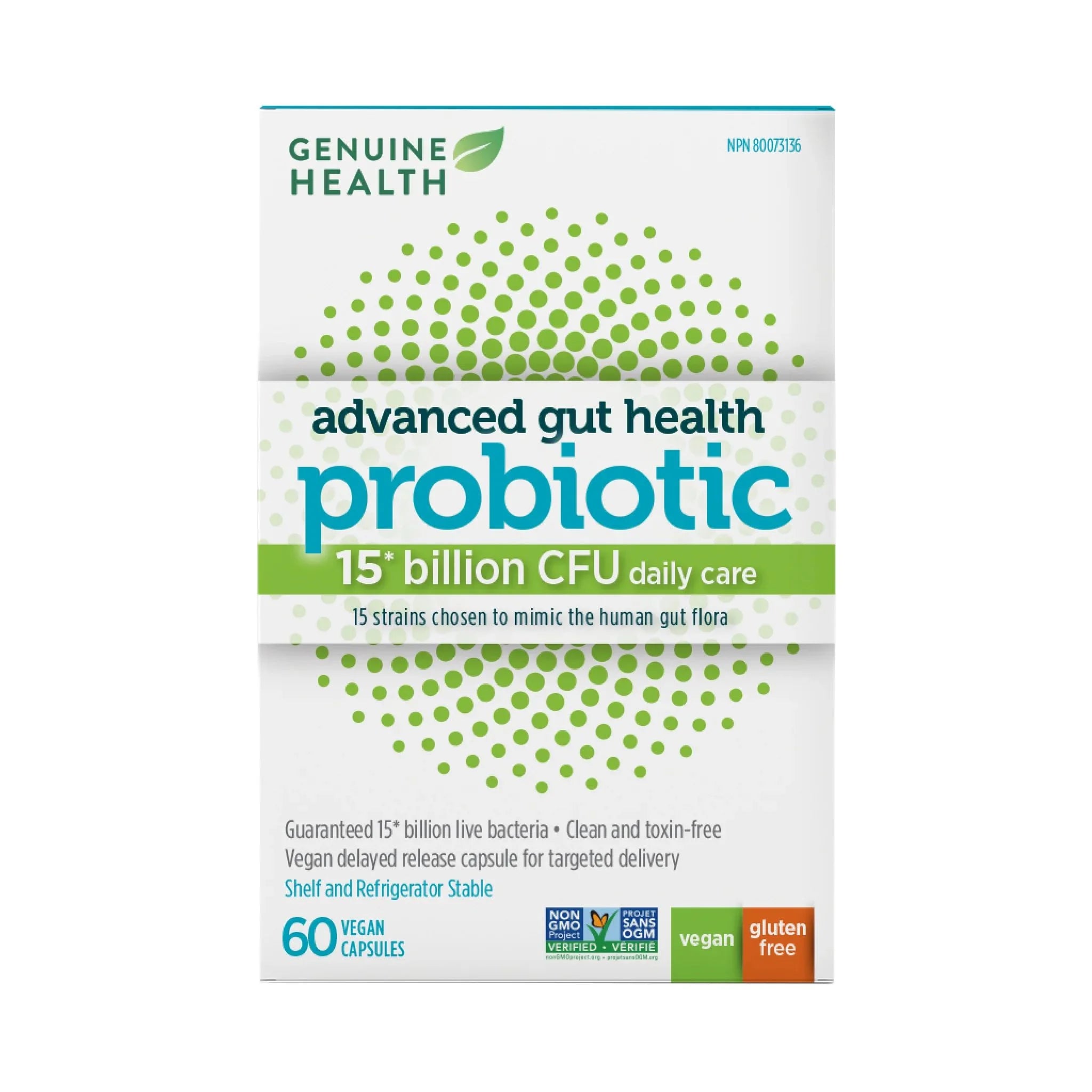 Genuine Health Advanced Gut Probiotics 15 Billion 60vc - Nature's Source Inc