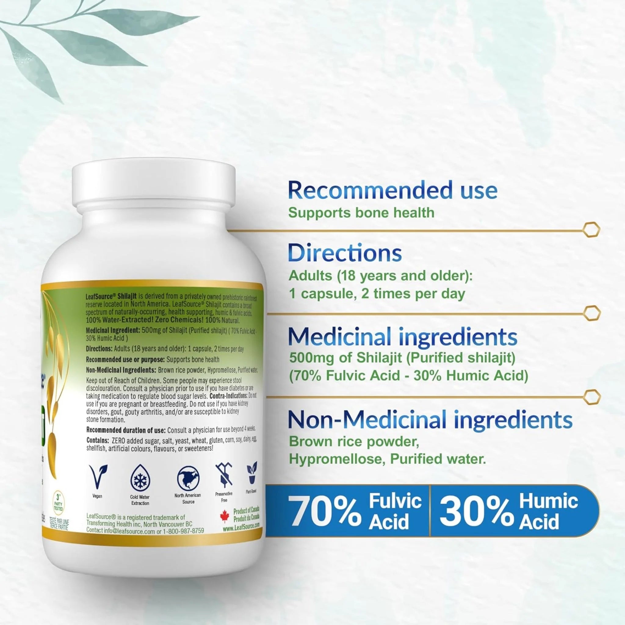 Leafsource Shilajit With Humic-Fulvic Acid 60 Vegetable Capsules