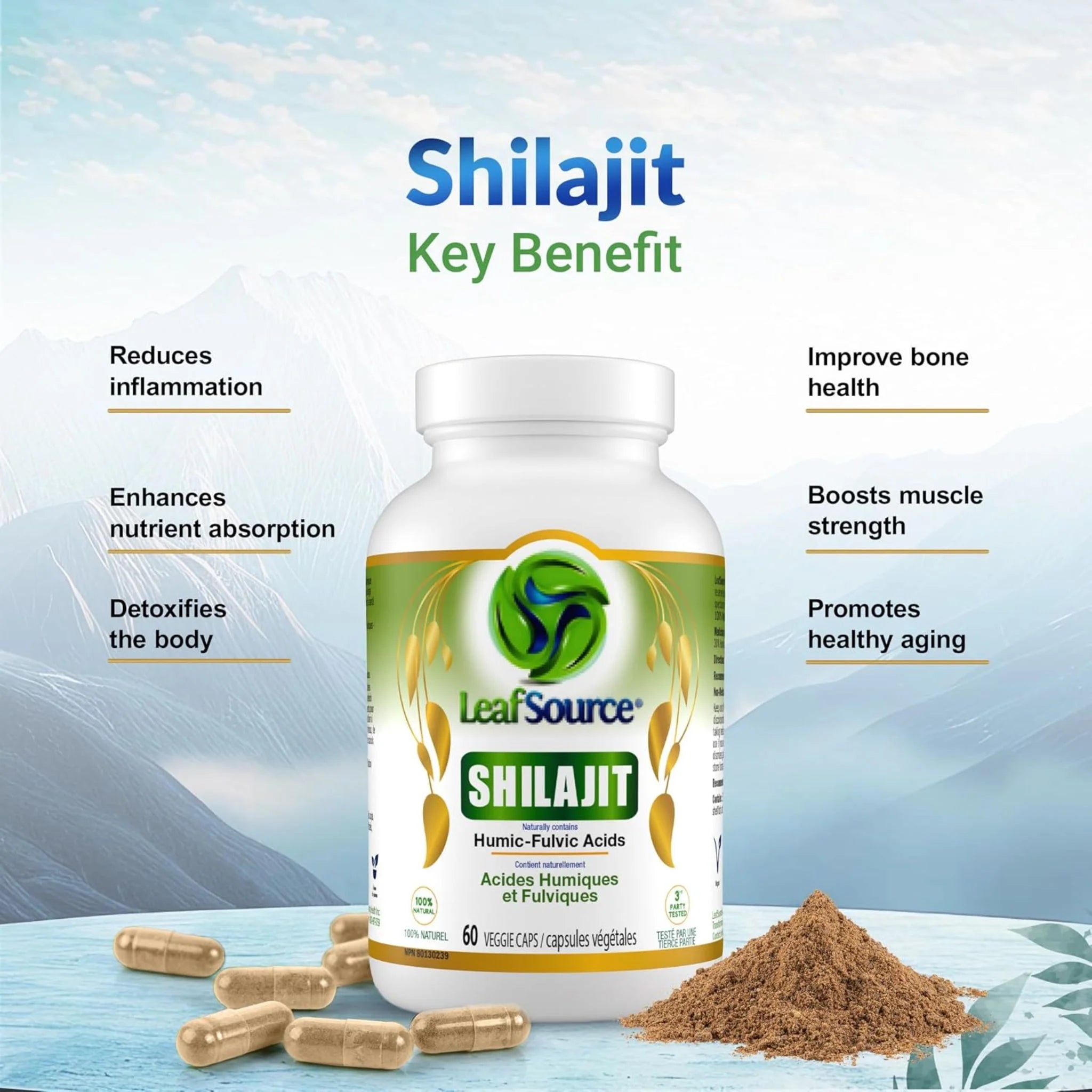 Leafsource Shilajit With Humic-Fulvic Acid 60 Vegetable Capsules
