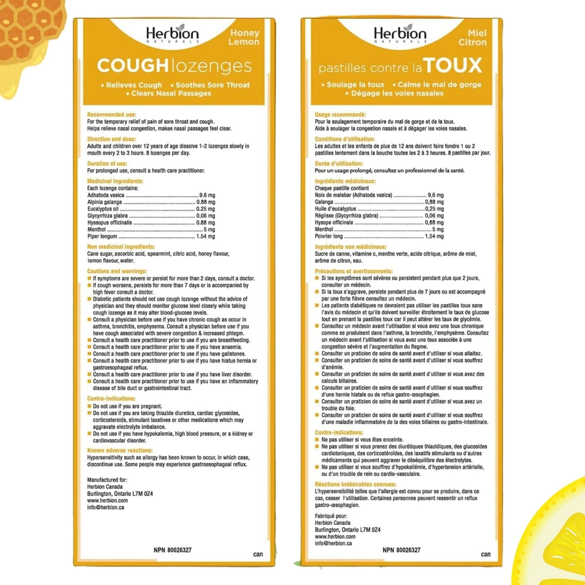 Herbion Honey Lemon Cough Lozenges 18 loz