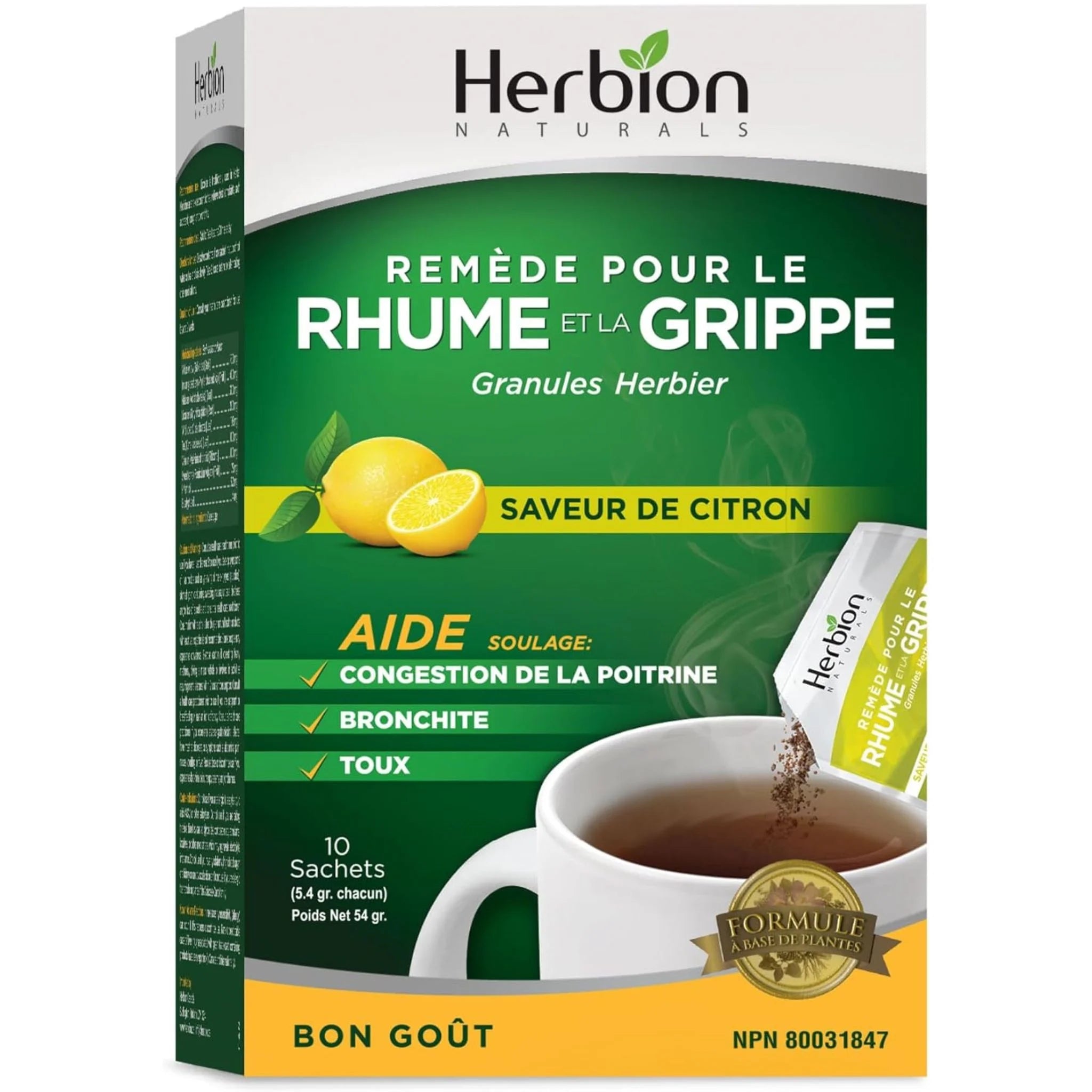 Herbion Cold and Flu Lemon Flavour 10 sachets