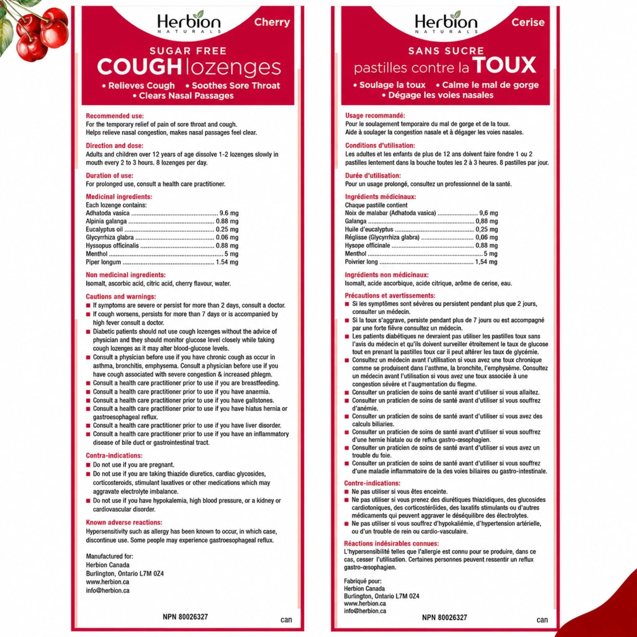 Herbion Sugar Free Cherry Cough 18 loz