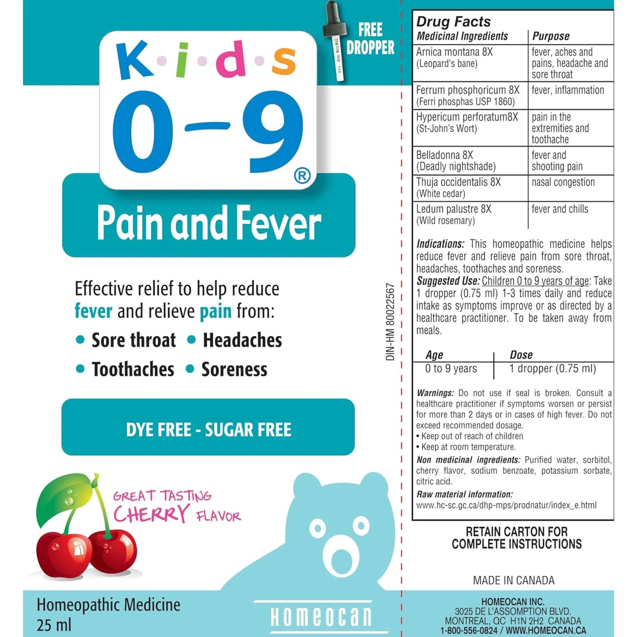 Homeocan Kids 0-9 Pain and Fever 25ml