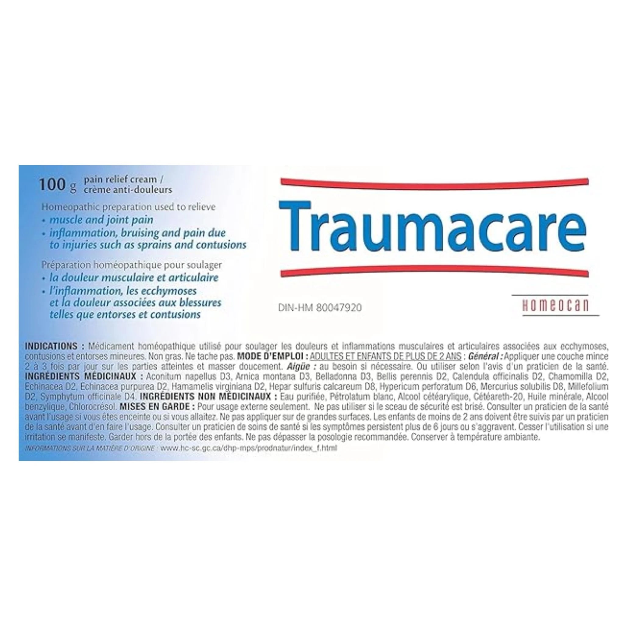 Homeocan Traumacare Pain-Relief Cream 100g