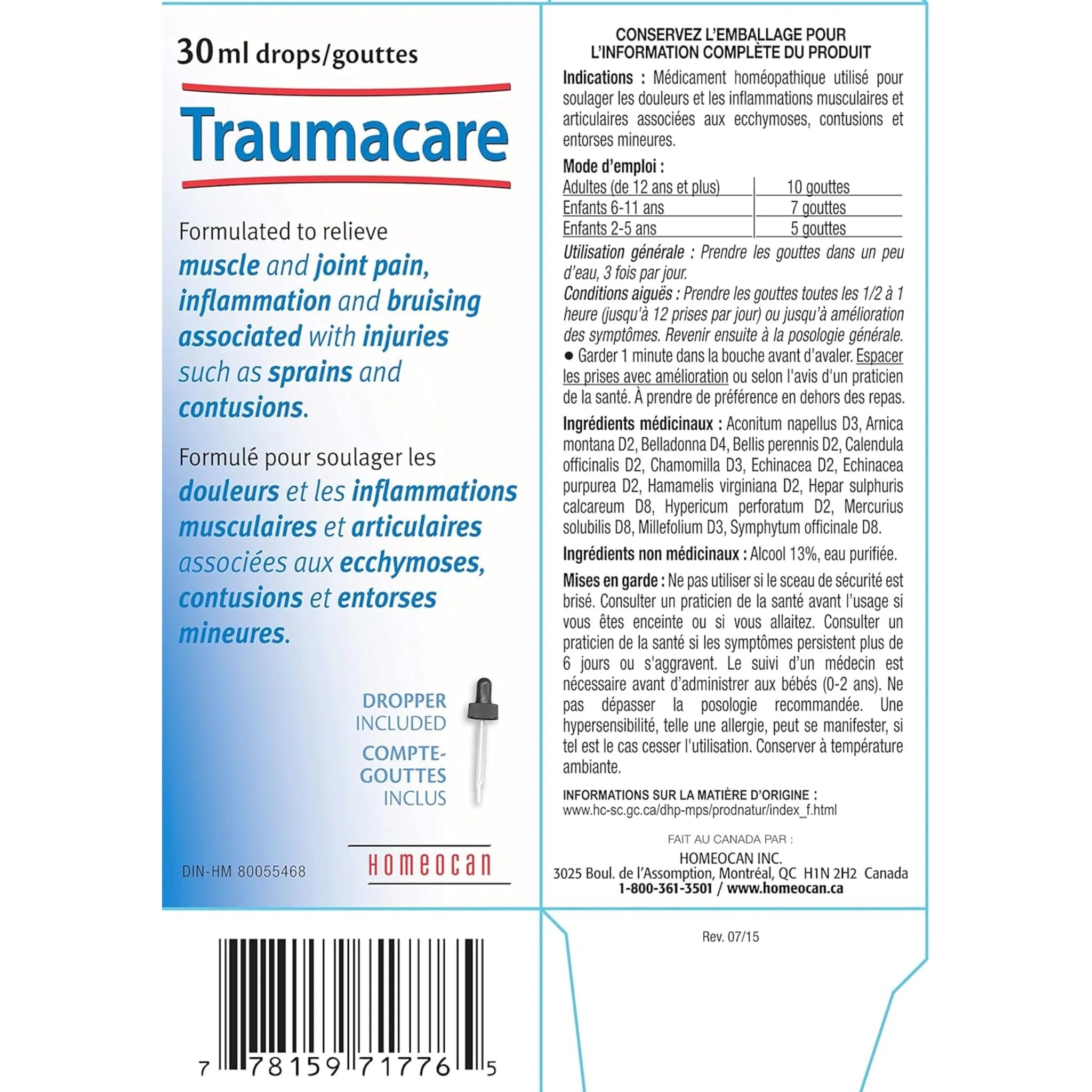 Homeocan Traumacare Drops (Pain-Relief) - 30ml