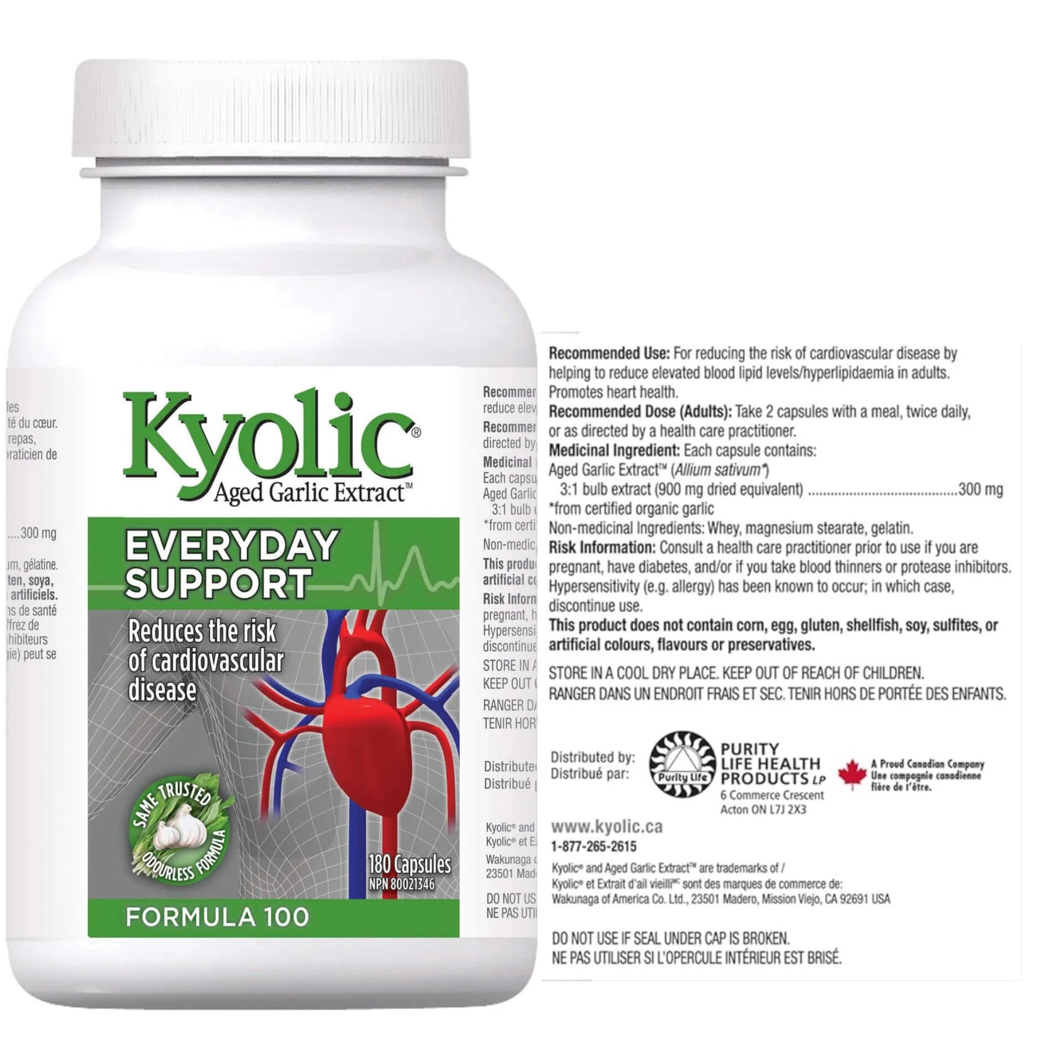 Kyolic Formula 100 Everyday Support 180 Veg Capsules