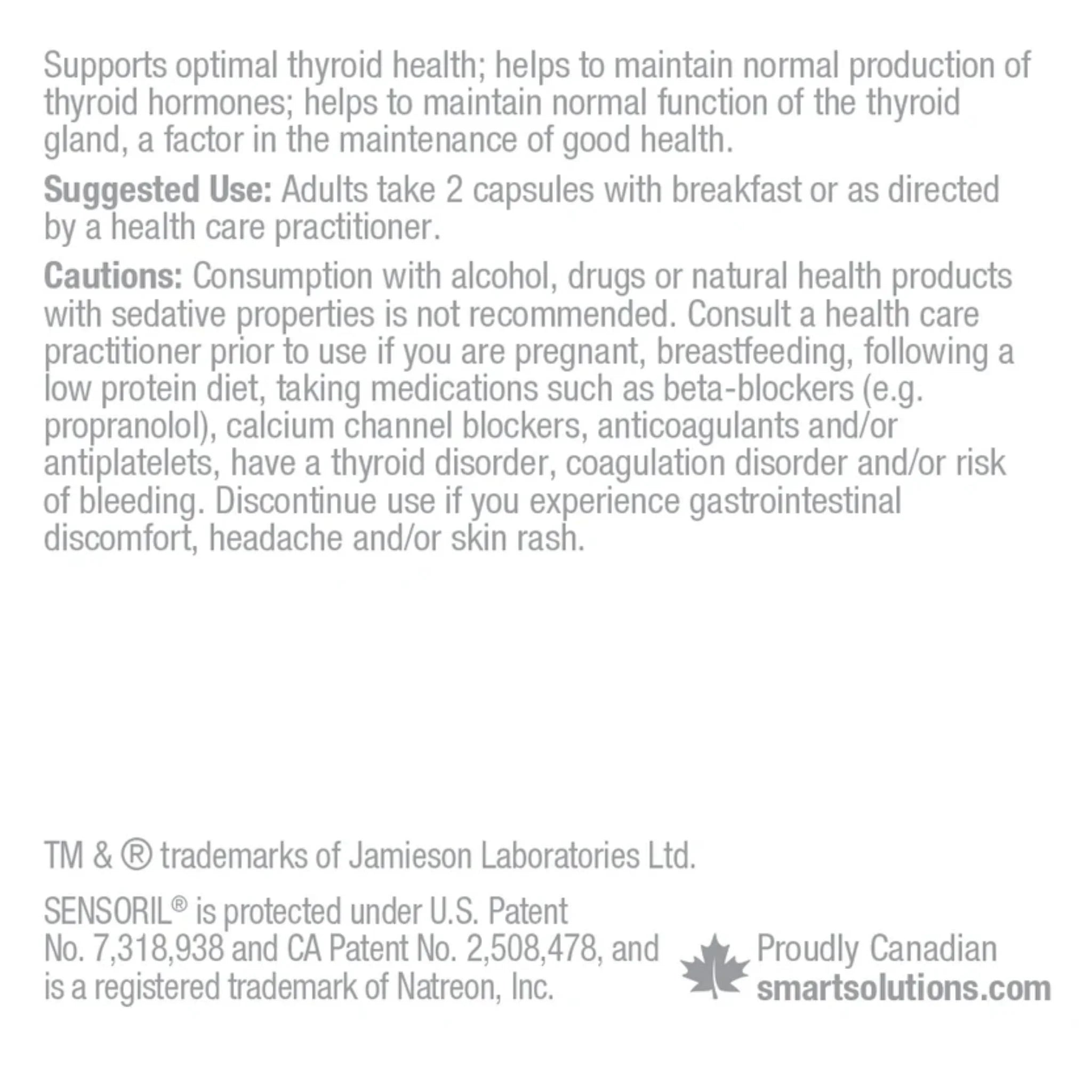 Smart Solutions Thyrosmart, 120 Vegan Capsules