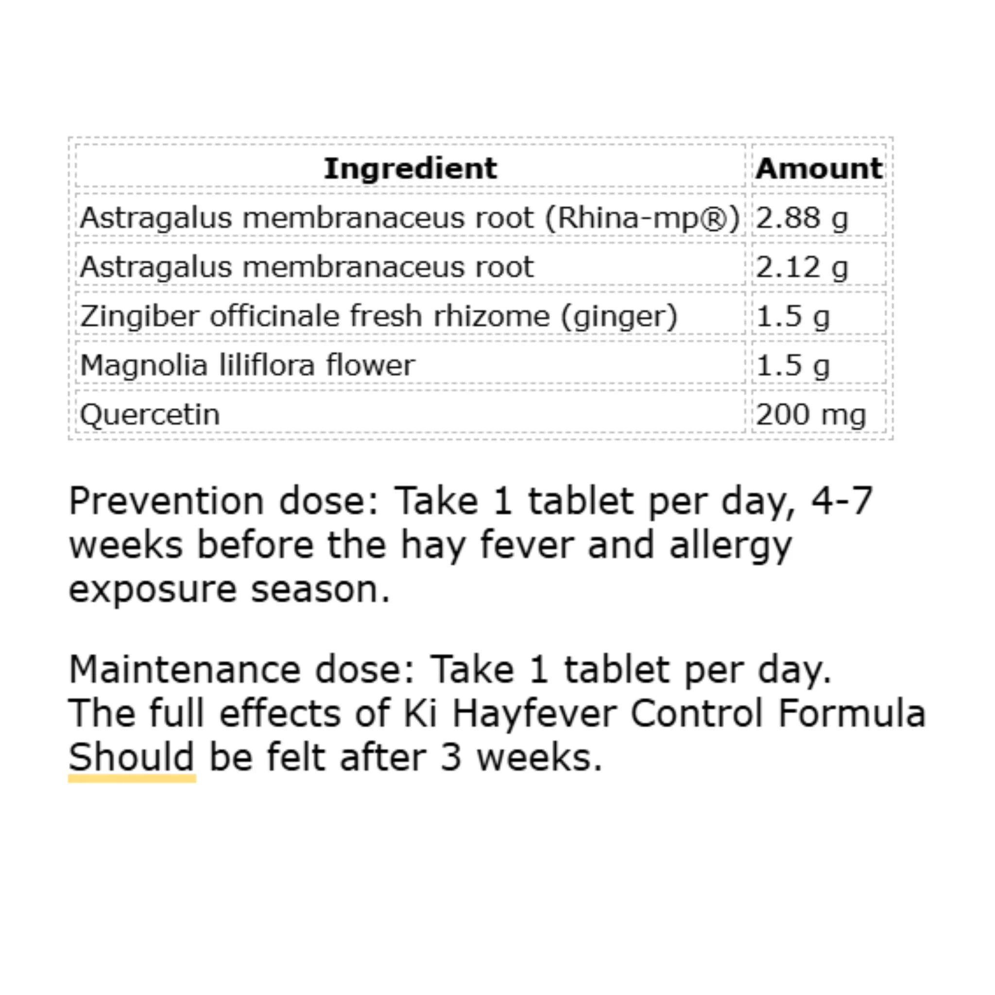 Ki Allergy & Hayfever Control Formula 30 Tablets